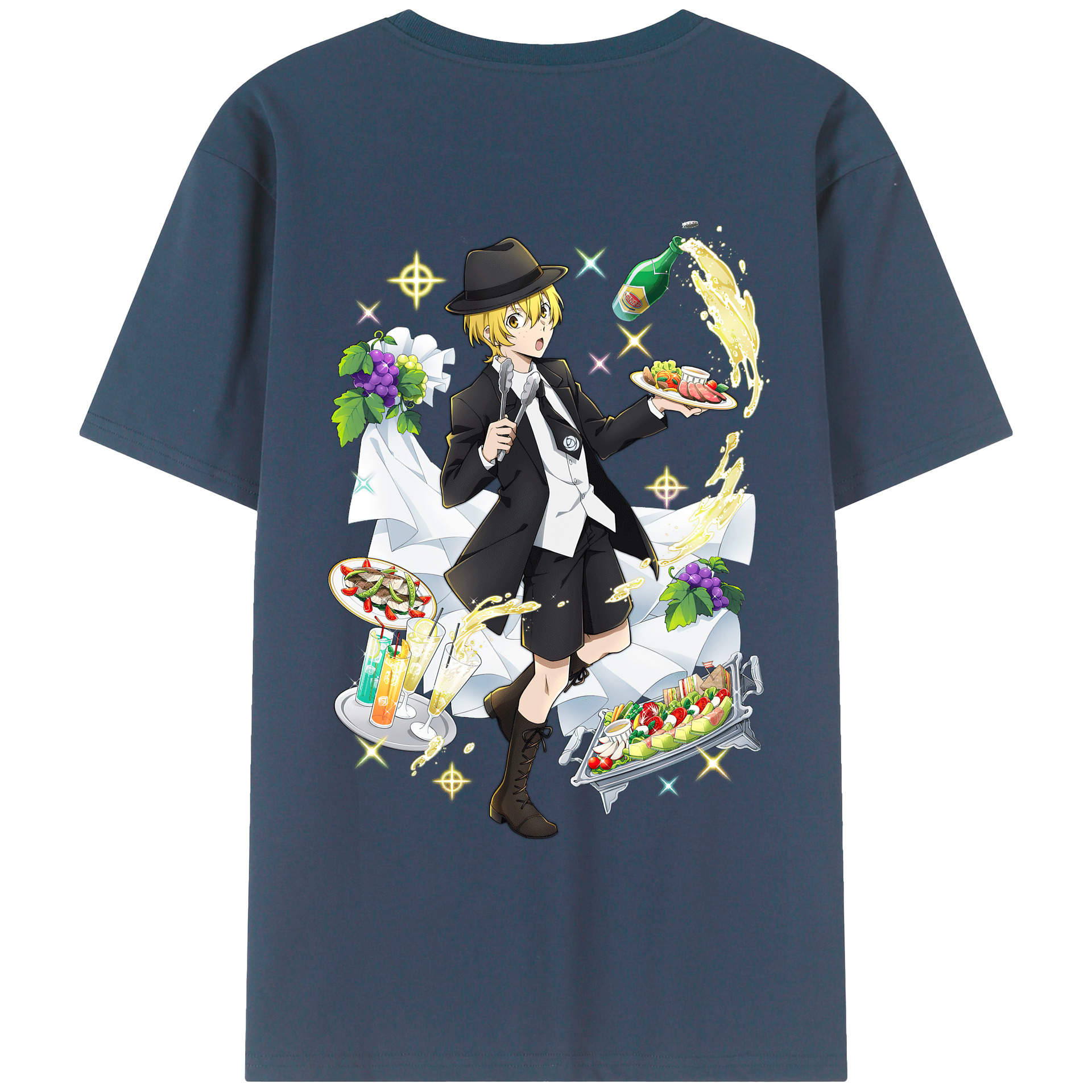 （画像用） 文豪ストレイドッグス Bungo Stray Dogs 綿100％ メンズ半袖Tシャツ（バックプリント） 通気性