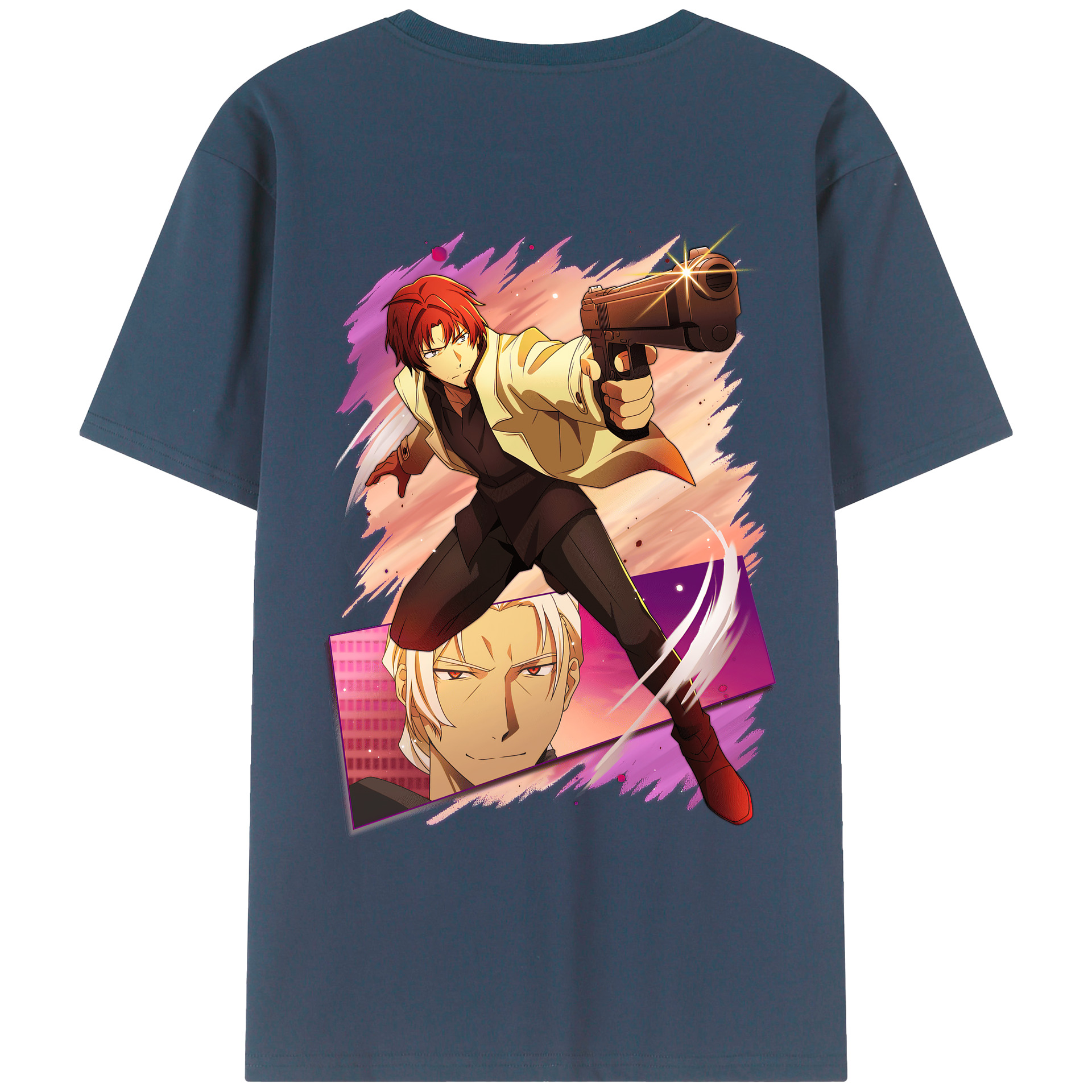 （画像用） 文豪ストレイドッグス Bungo Stray Dogs 綿100％ メンズ半袖Tシャツ（バックプリント） 通気性