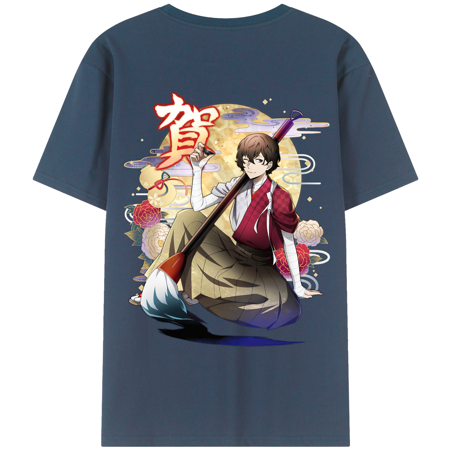 （画像用） 文豪ストレイドッグス Bungo Stray Dogs 綿100％ メンズ半袖Tシャツ（バックプリント） 通気性
