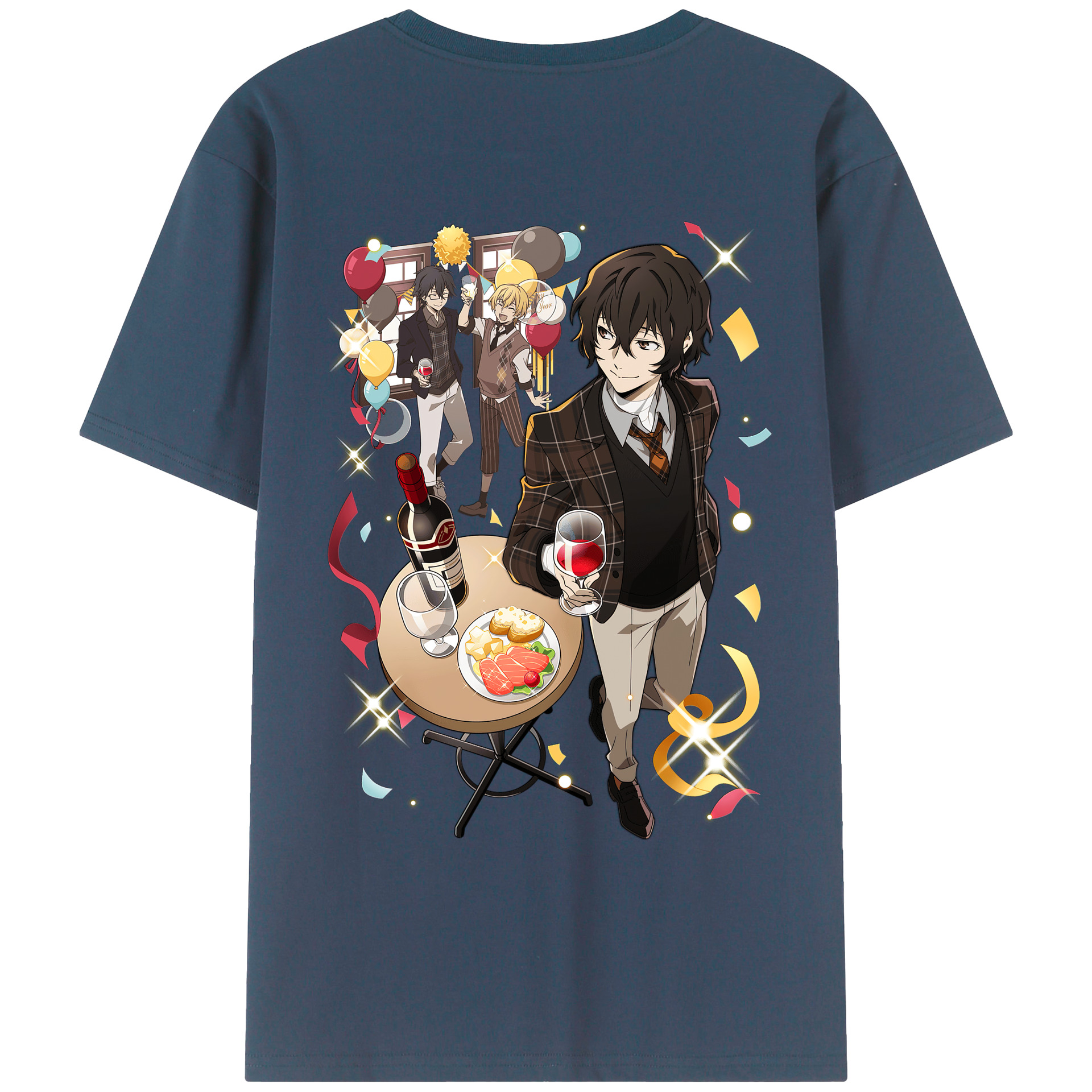 （画像用） 文豪ストレイドッグス Bungo Stray Dogs 綿100％ メンズ半袖Tシャツ（バックプリント） 通気性