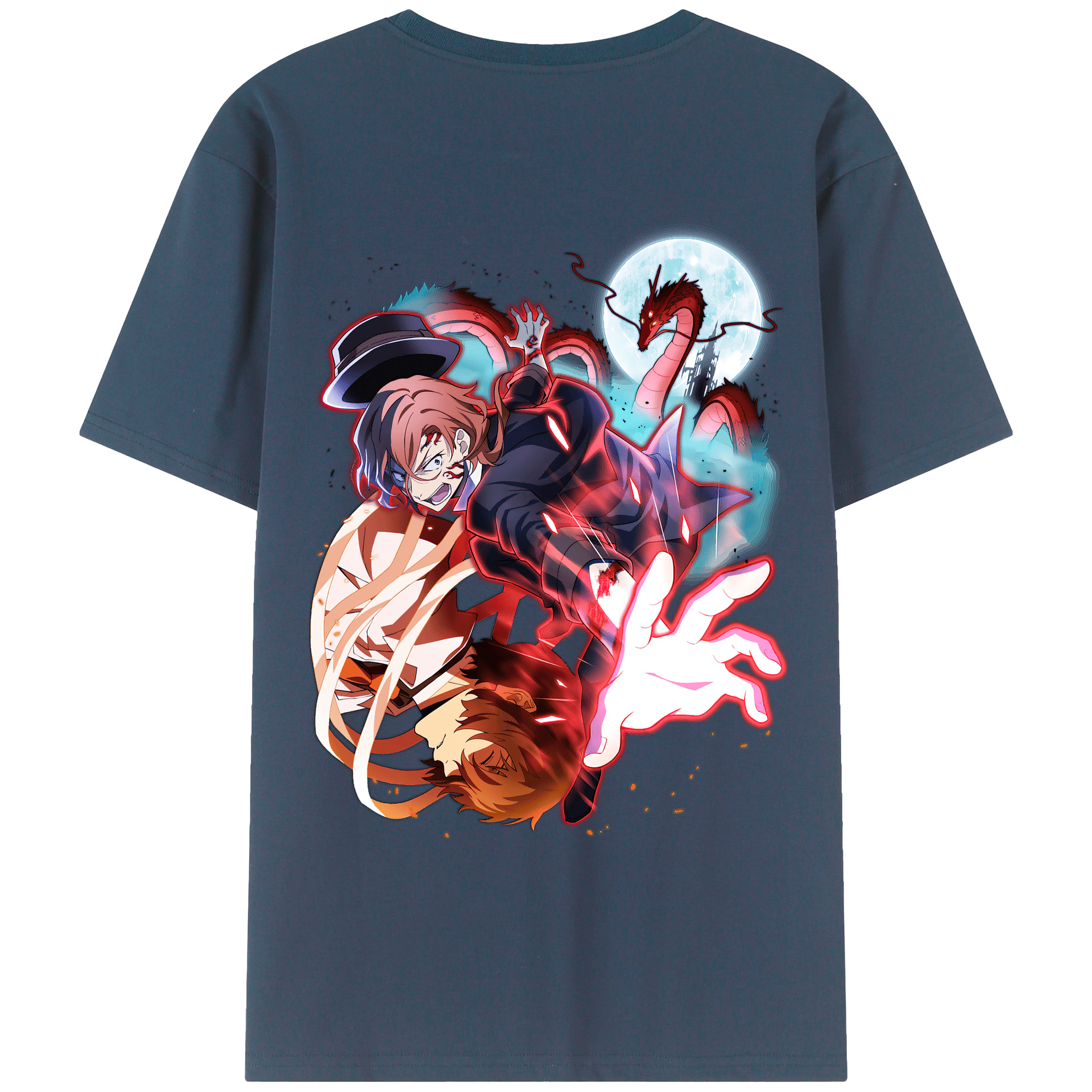 （画像用） 文豪ストレイドッグス Bungo Stray Dogs 綿100％ メンズ半袖Tシャツ（バックプリント） 通気性