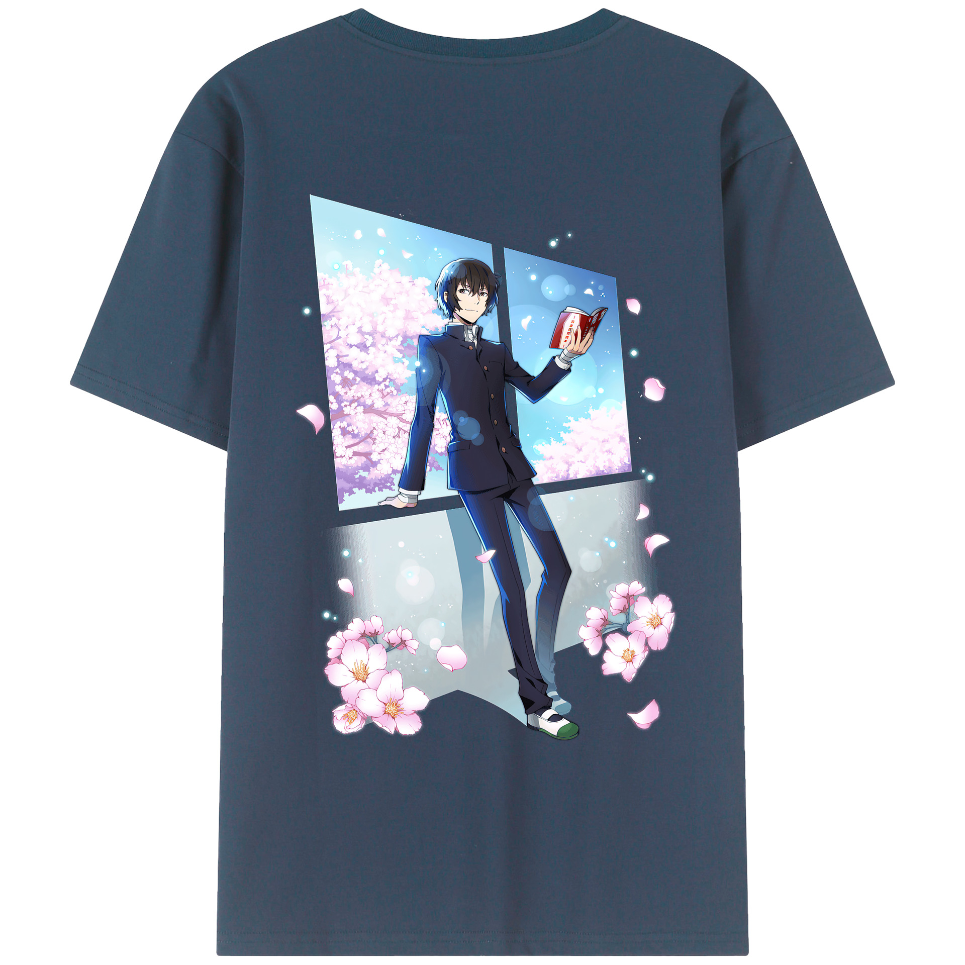 （画像用） 文豪ストレイドッグス Bungo Stray Dogs 綿100％ メンズ半袖Tシャツ（バックプリント） 通気性