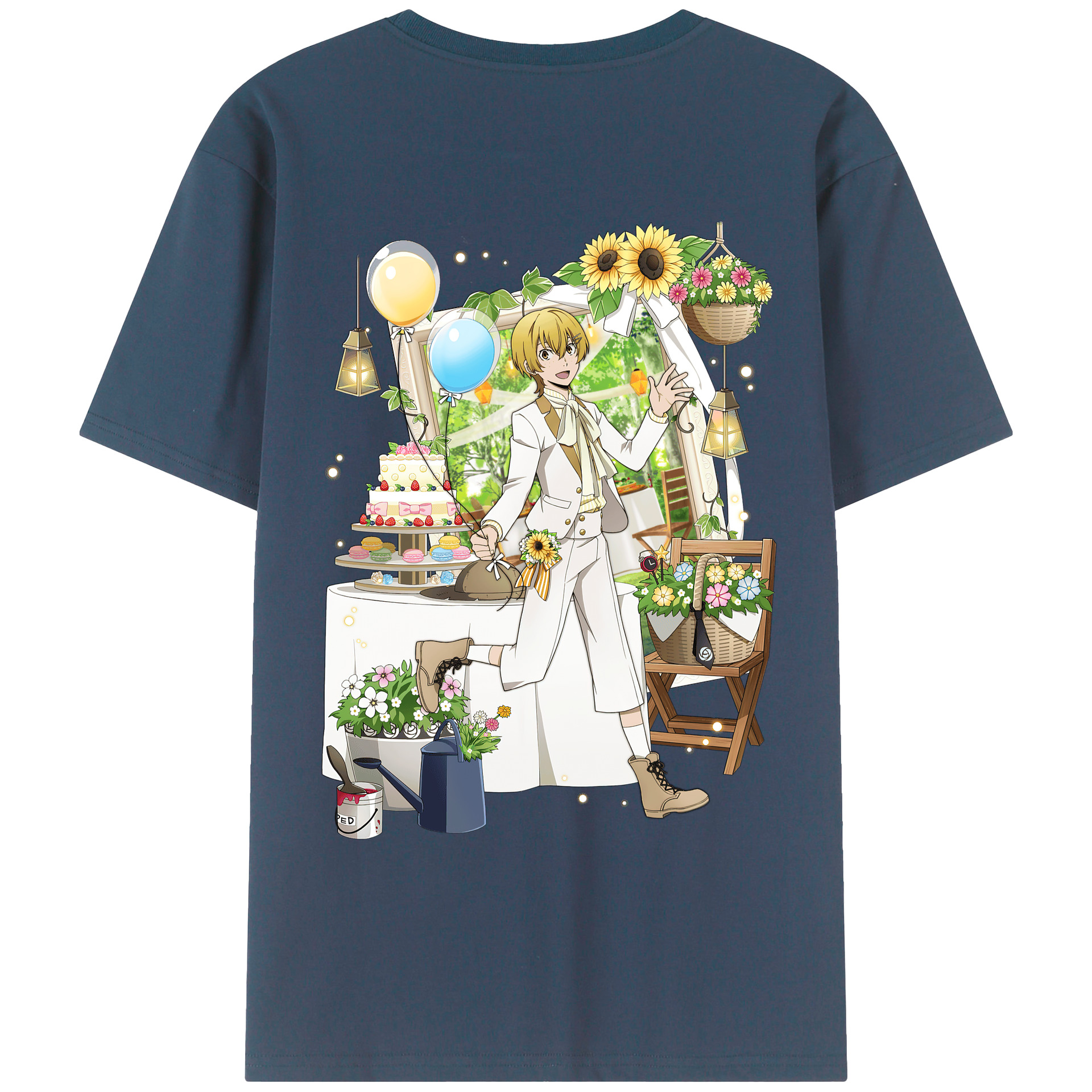 （画像用） 文豪ストレイドッグス Bungo Stray Dogs 綿100％ メンズ半袖Tシャツ（バックプリント） 通気性