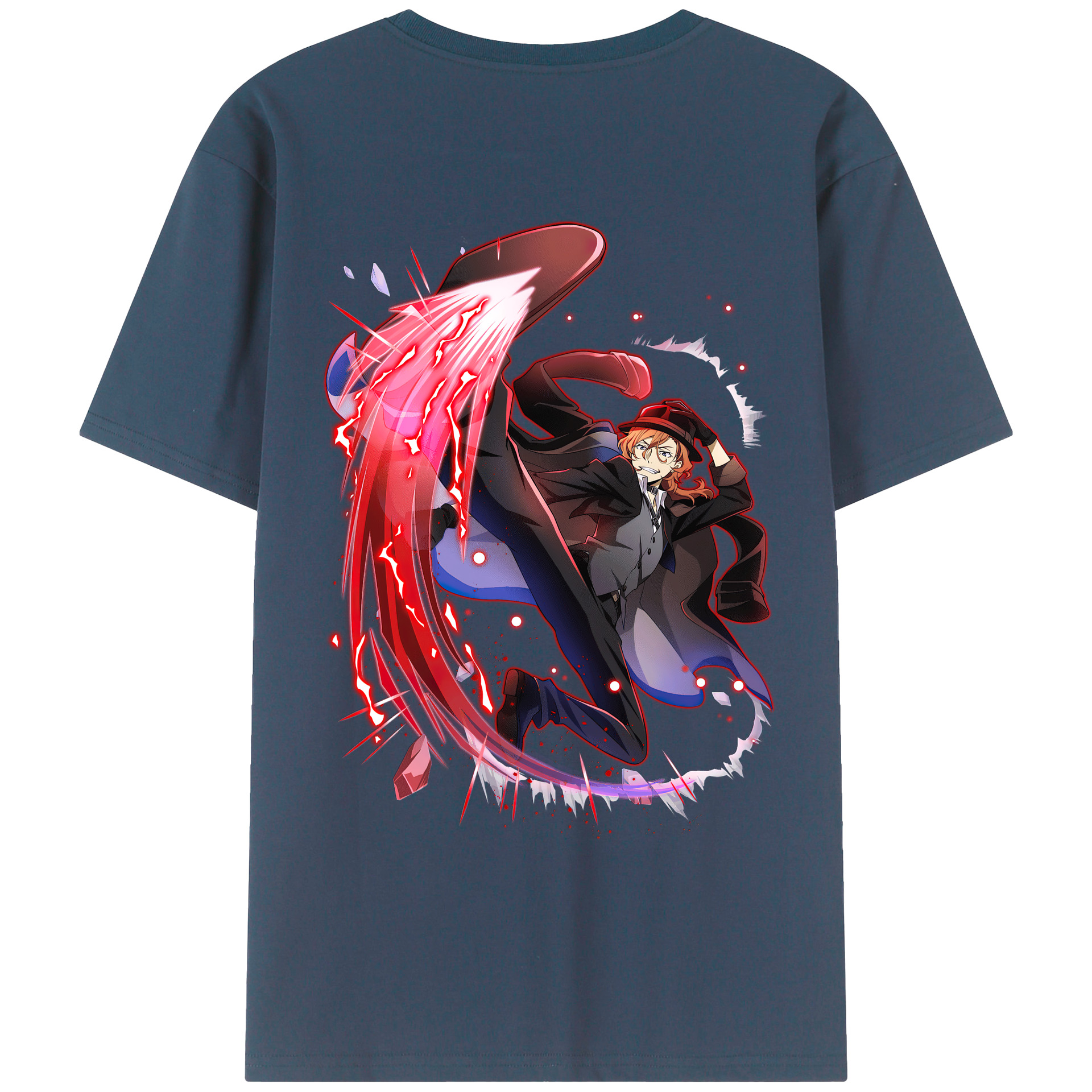 （画像用） 文豪ストレイドッグス Bungo Stray Dogs 綿100％ メンズ半袖Tシャツ（バックプリント） 通気性