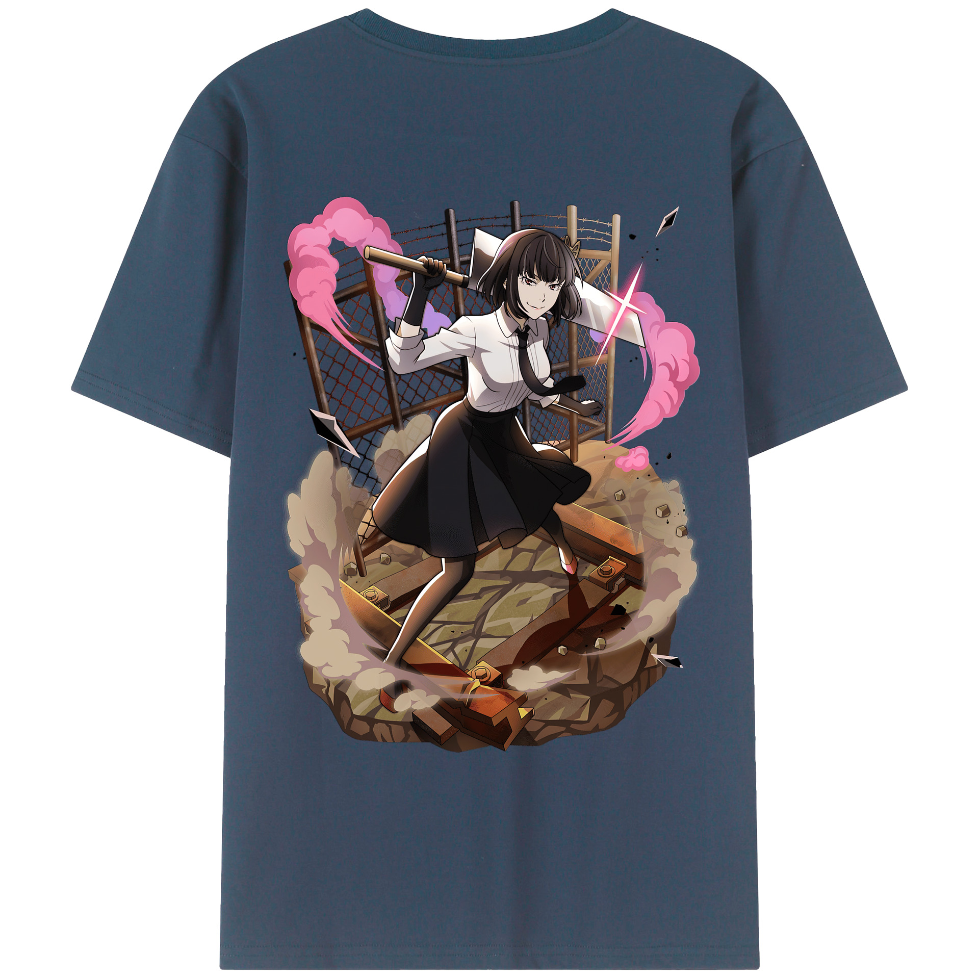 （画像用） 文豪ストレイドッグス Bungo Stray Dogs 綿100％ メンズ半袖Tシャツ（バックプリント） 通気性