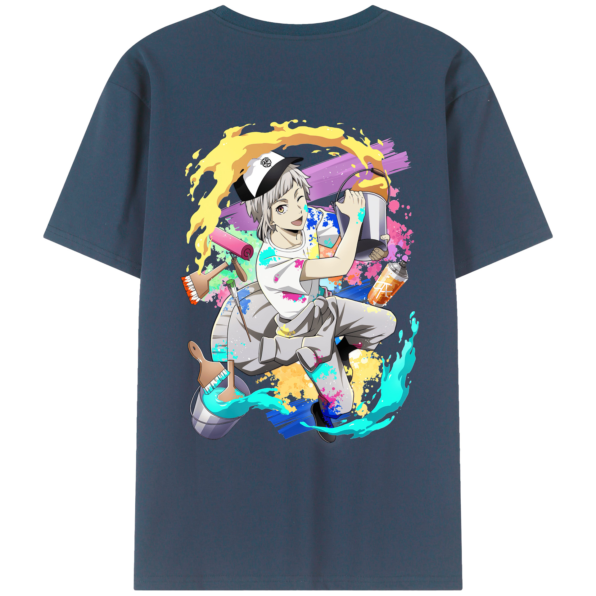 （画像用） 文豪ストレイドッグス Bungo Stray Dogs 綿100％ メンズ半袖Tシャツ（バックプリント） 通気性