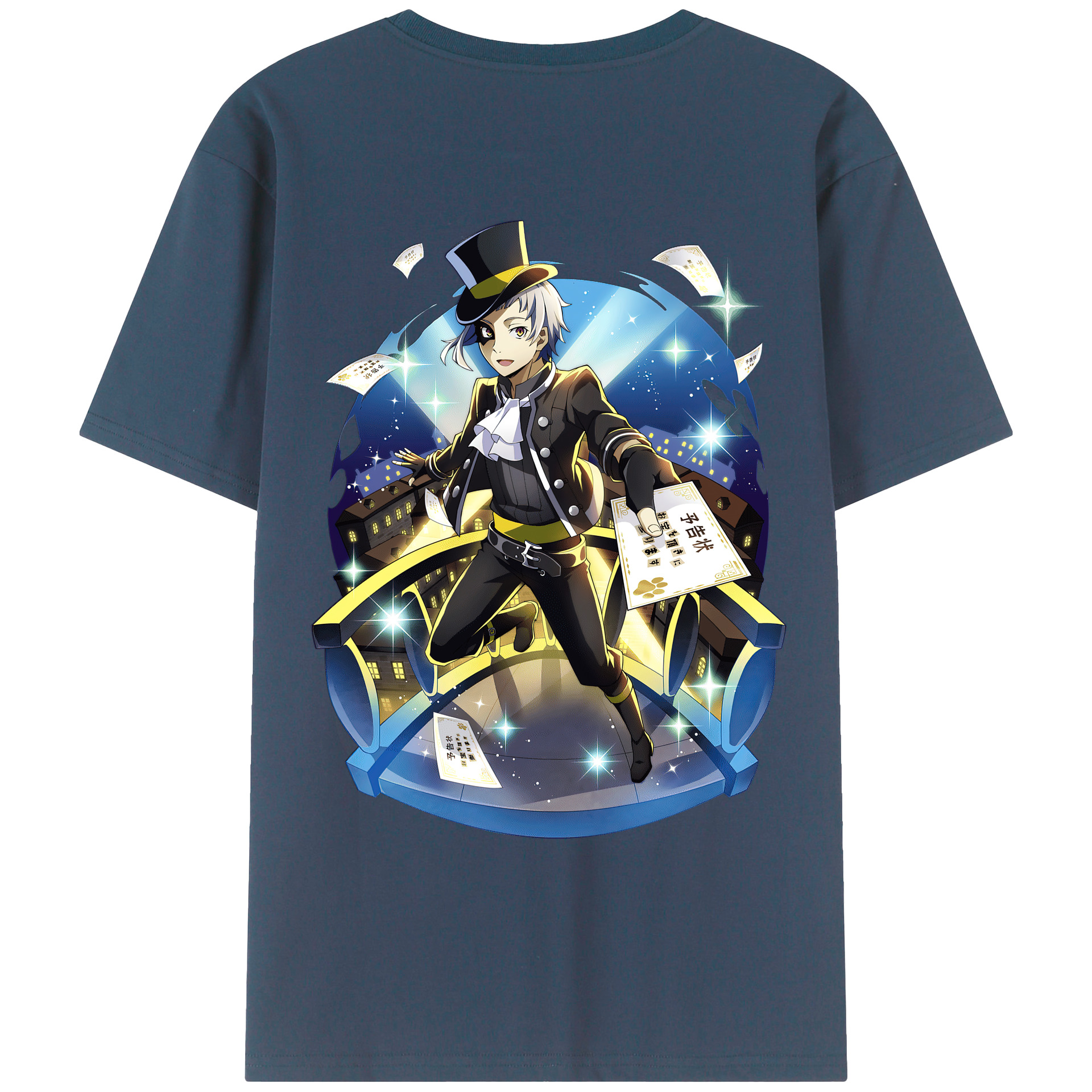 （画像用） 文豪ストレイドッグス Bungo Stray Dogs 綿100％ メンズ半袖Tシャツ（バックプリント） 通気性