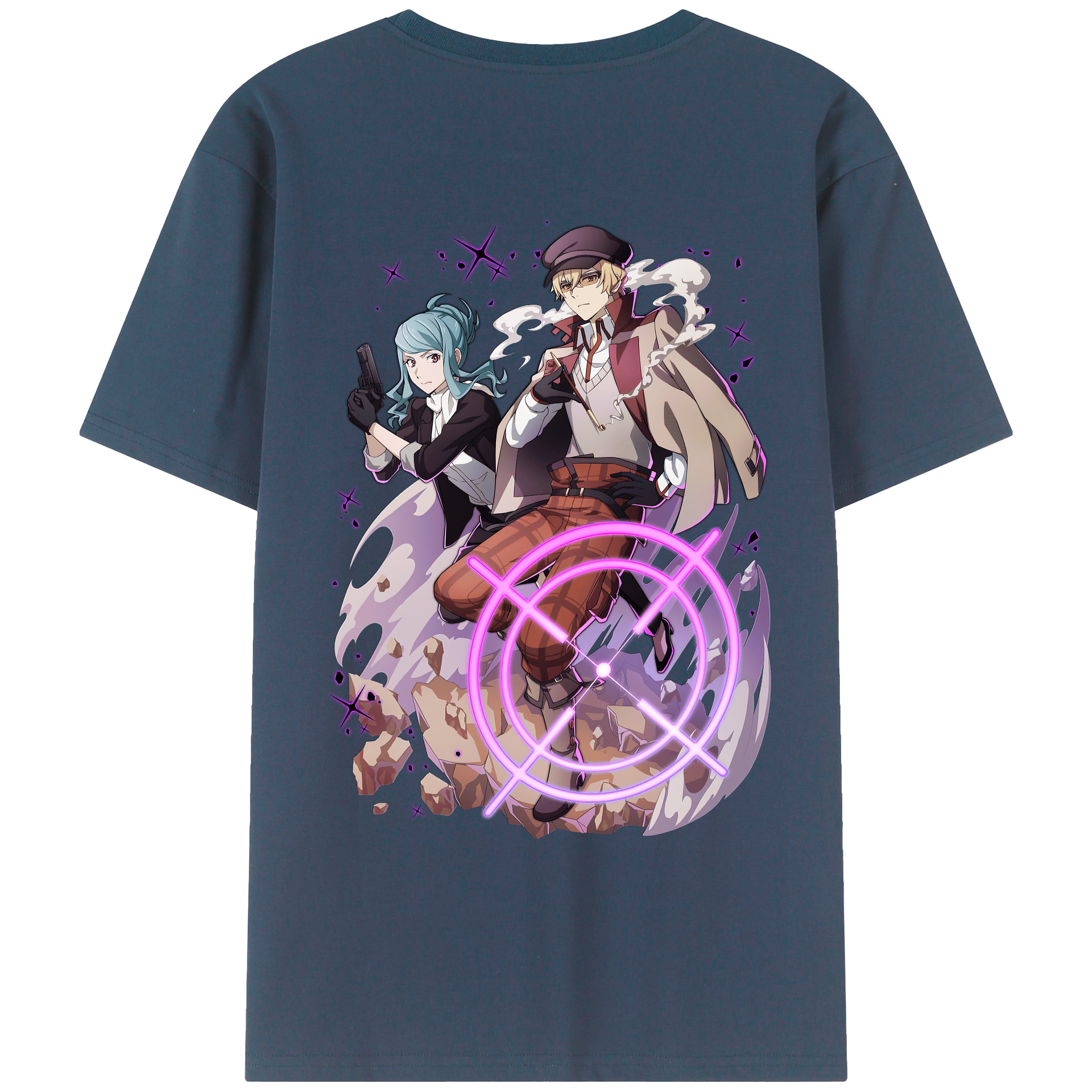 （画像用） 文豪ストレイドッグス Bungo Stray Dogs 綿100％ メンズ半袖Tシャツ（バックプリント） 通気性