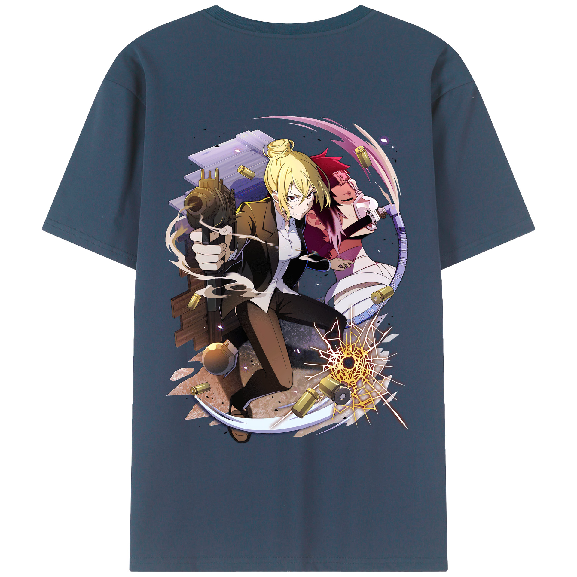 （画像用） 文豪ストレイドッグス Bungo Stray Dogs 綿100％ メンズ半袖Tシャツ（バックプリント） 通気性