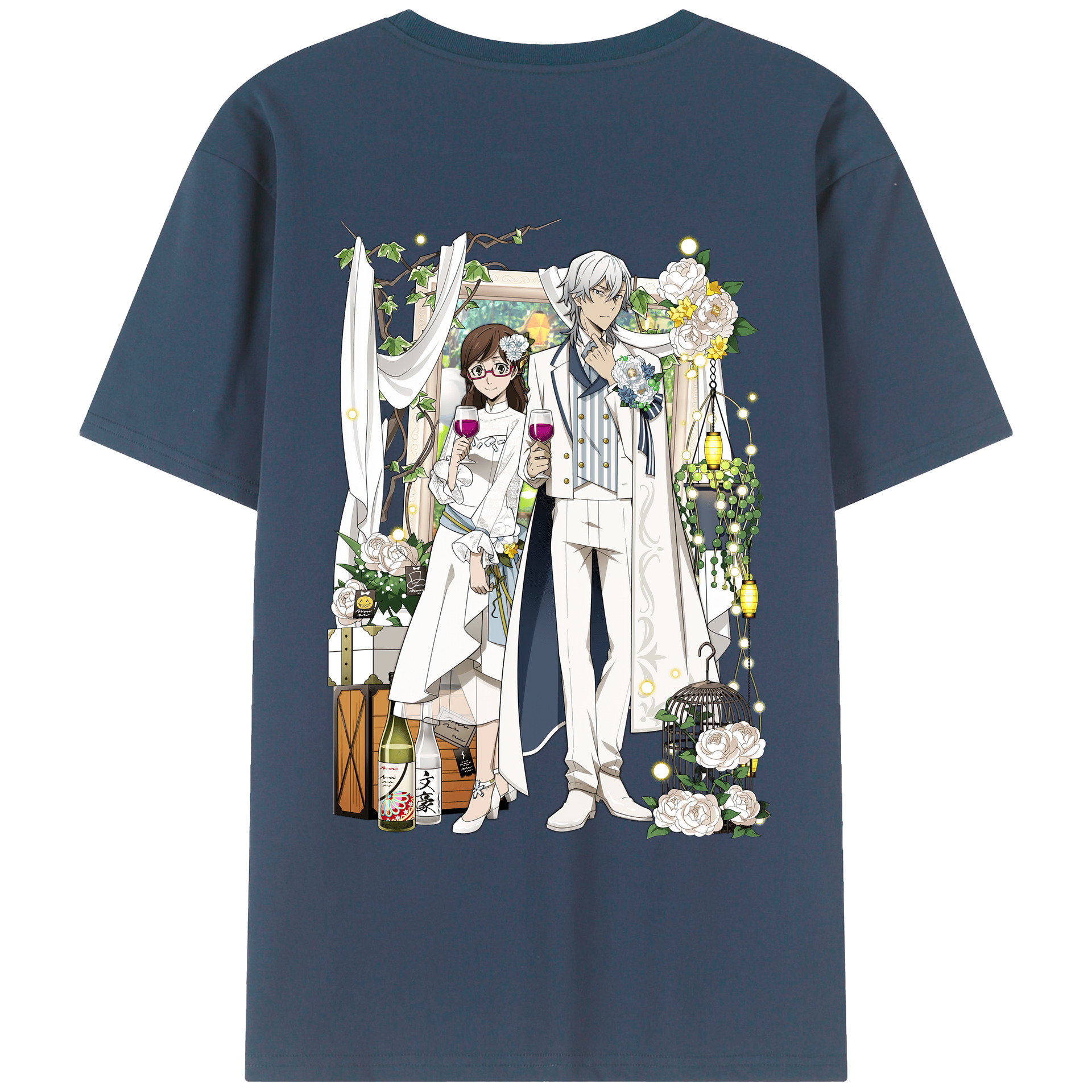 （画像用） 文豪ストレイドッグス Bungo Stray Dogs 綿100％ メンズ半袖Tシャツ（バックプリント） 通気性
