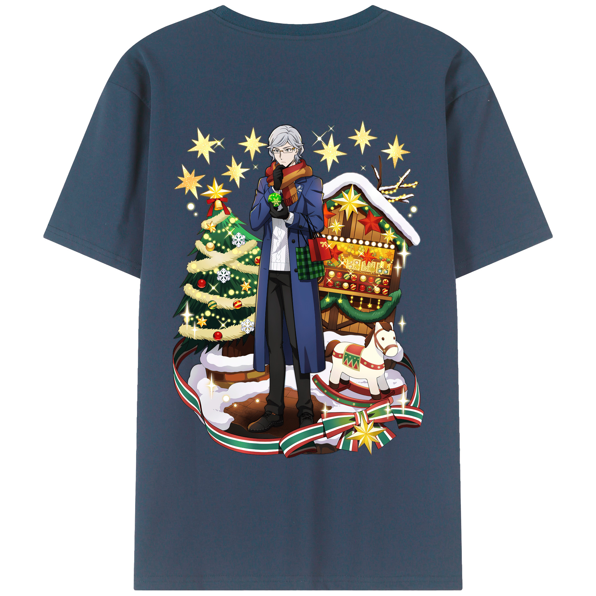 （画像用） 文豪ストレイドッグス Bungo Stray Dogs 綿100％ メンズ半袖Tシャツ（バックプリント） 通気性