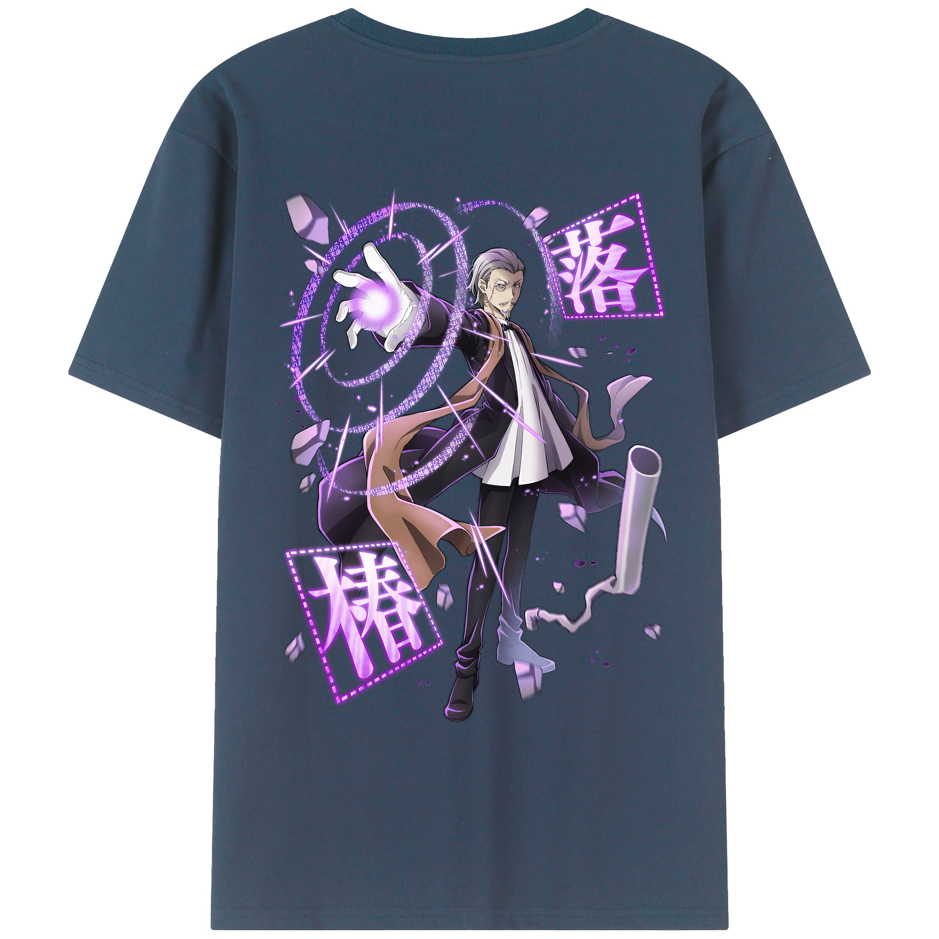 （画像用） 文豪ストレイドッグス Bungo Stray Dogs 綿100％ メンズ半袖Tシャツ（バックプリント） 通気性