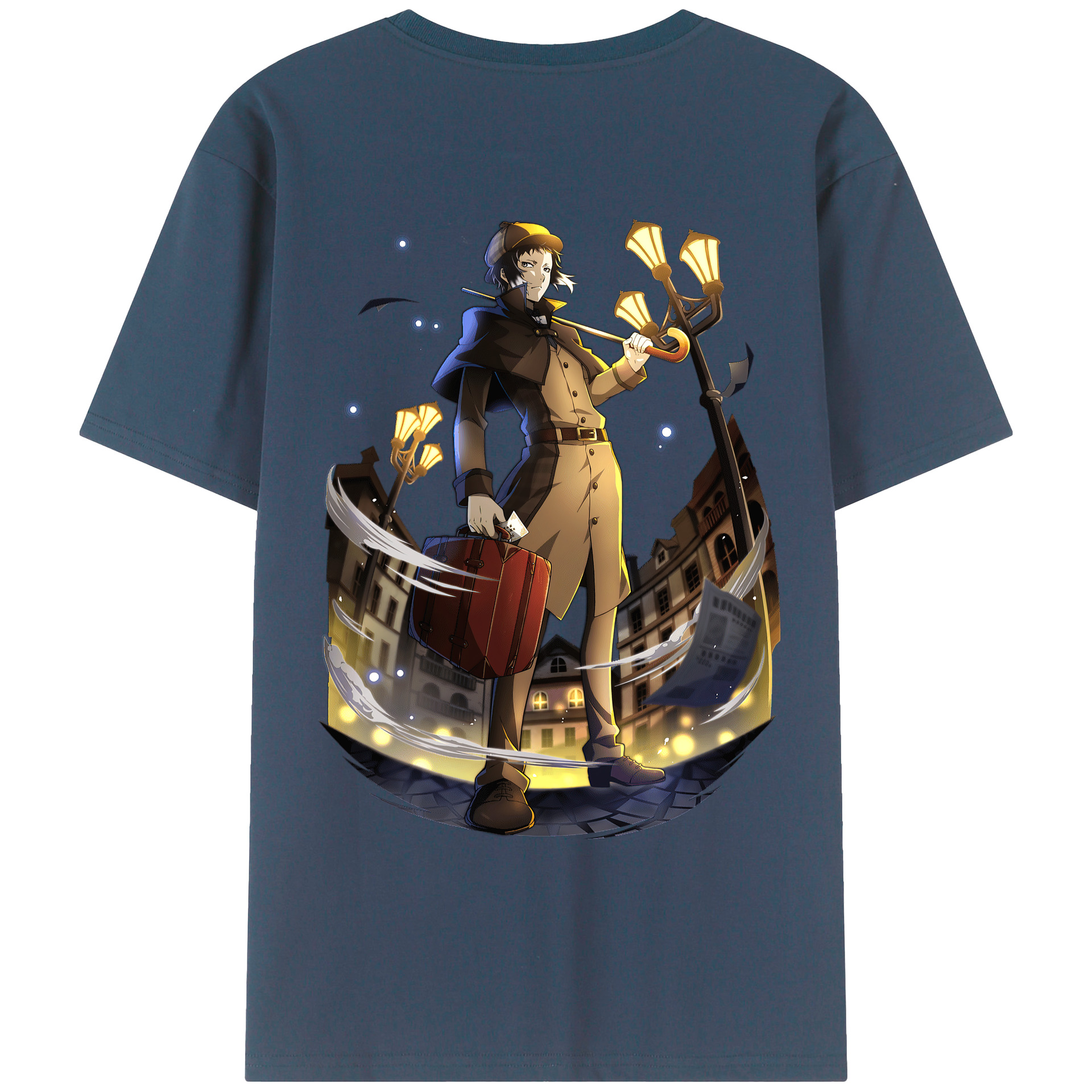 （画像用） 文豪ストレイドッグス Bungo Stray Dogs 綿100％ メンズ半袖Tシャツ（バックプリント） 通気性