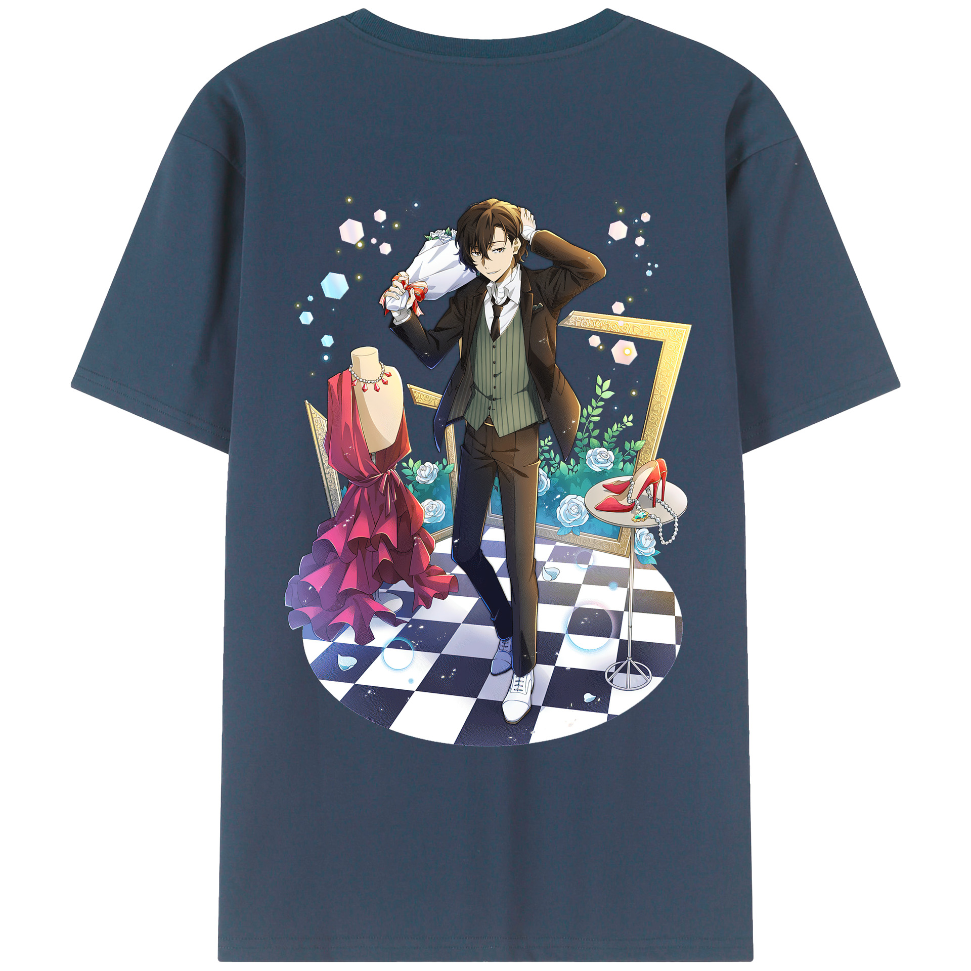 （画像用） 文豪ストレイドッグス Bungo Stray Dogs 綿100％ メンズ半袖Tシャツ（バックプリント） 通気性