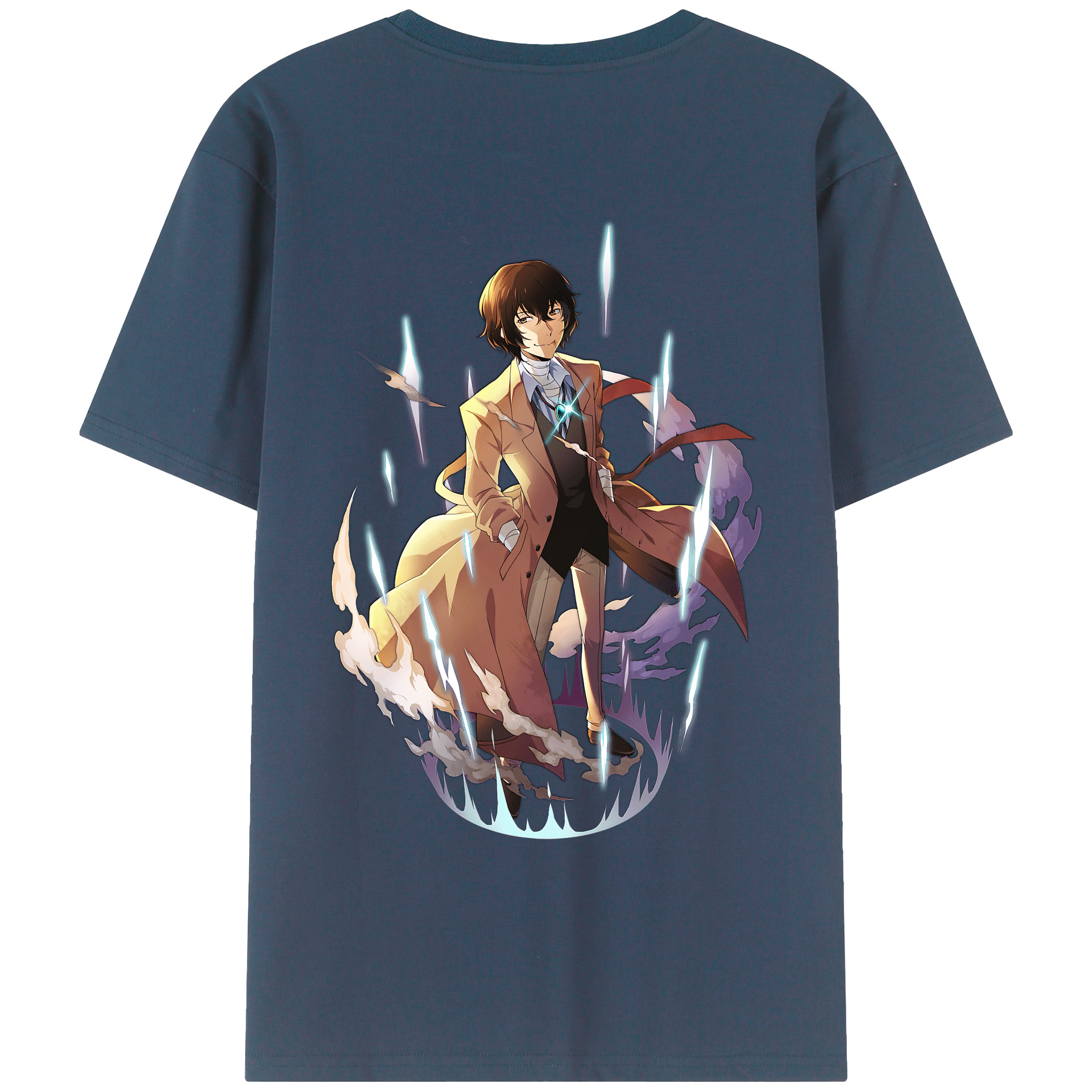 （画像用） 文豪ストレイドッグス Bungo Stray Dogs 綿100％ メンズ半袖Tシャツ（バックプリント） 通気性