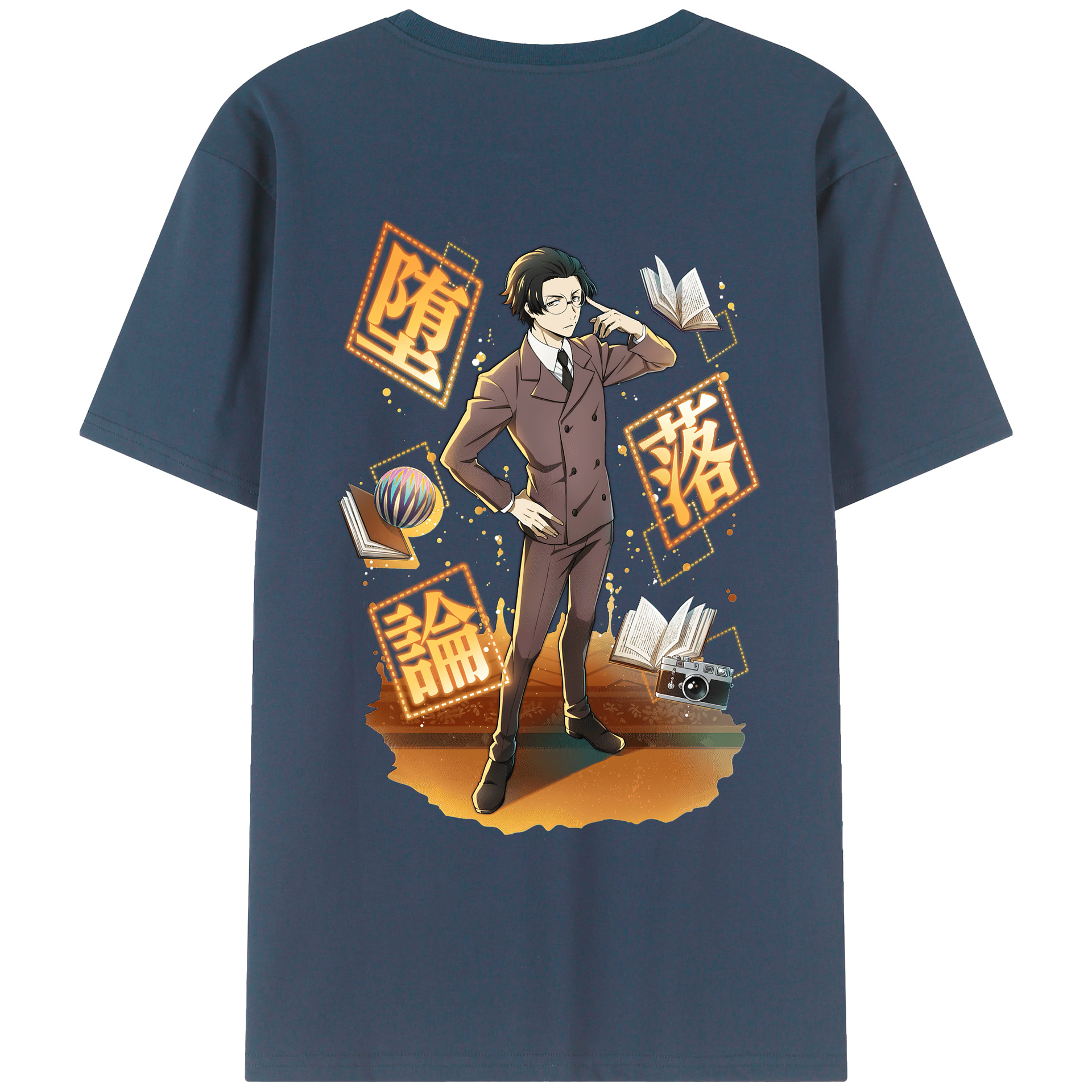 （画像用） 文豪ストレイドッグス Bungo Stray Dogs 綿100％ メンズ半袖Tシャツ（バックプリント） 通気性