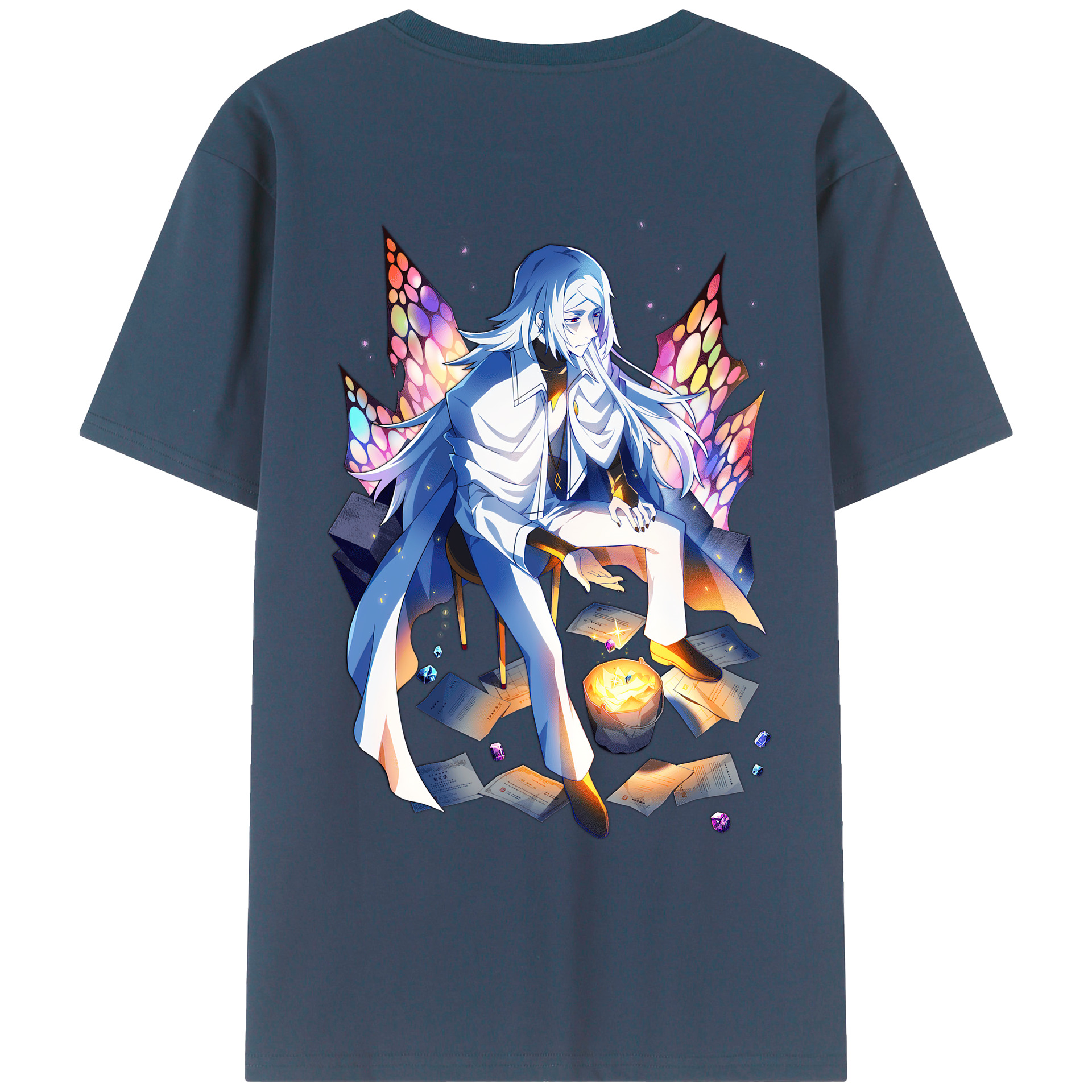 （画像用） 文豪ストレイドッグス Bungo Stray Dogs 綿100％ メンズ半袖Tシャツ（バックプリント） 通気性