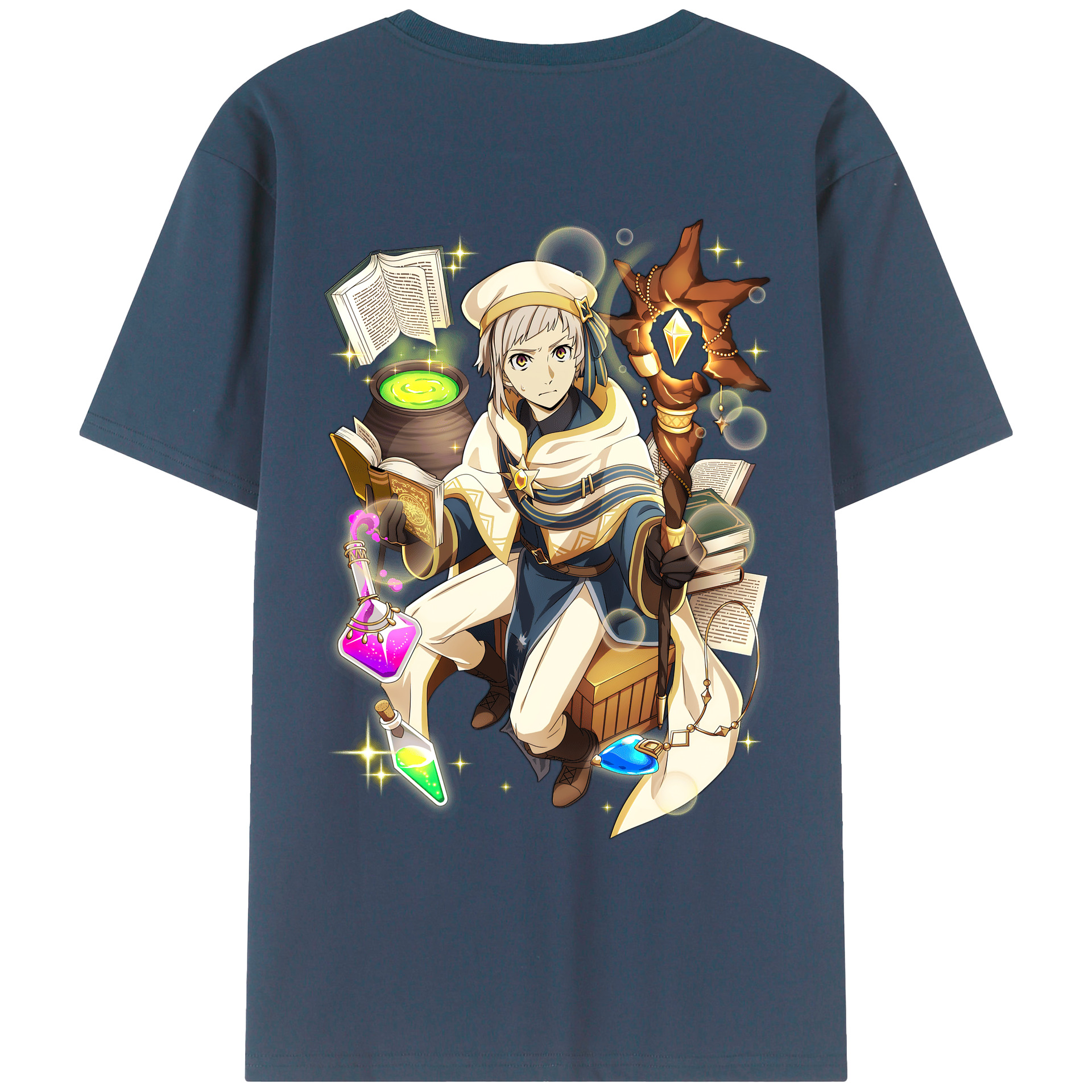 （画像用） 文豪ストレイドッグス Bungo Stray Dogs 綿100％ メンズ半袖Tシャツ（バックプリント） 通気性