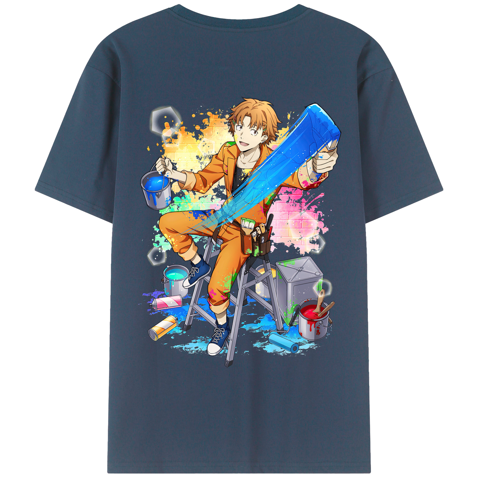 （画像用） 文豪ストレイドッグス Bungo Stray Dogs 綿100％ メンズ半袖Tシャツ（バックプリント） 通気性