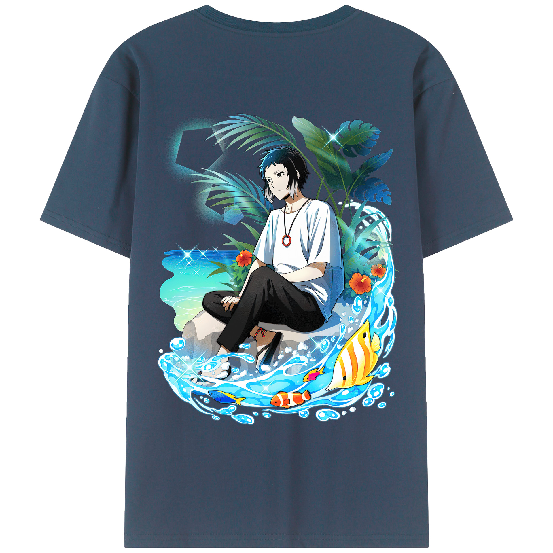 （画像用） 文豪ストレイドッグス Bungo Stray Dogs 綿100％ メンズ半袖Tシャツ（バックプリント） 通気性