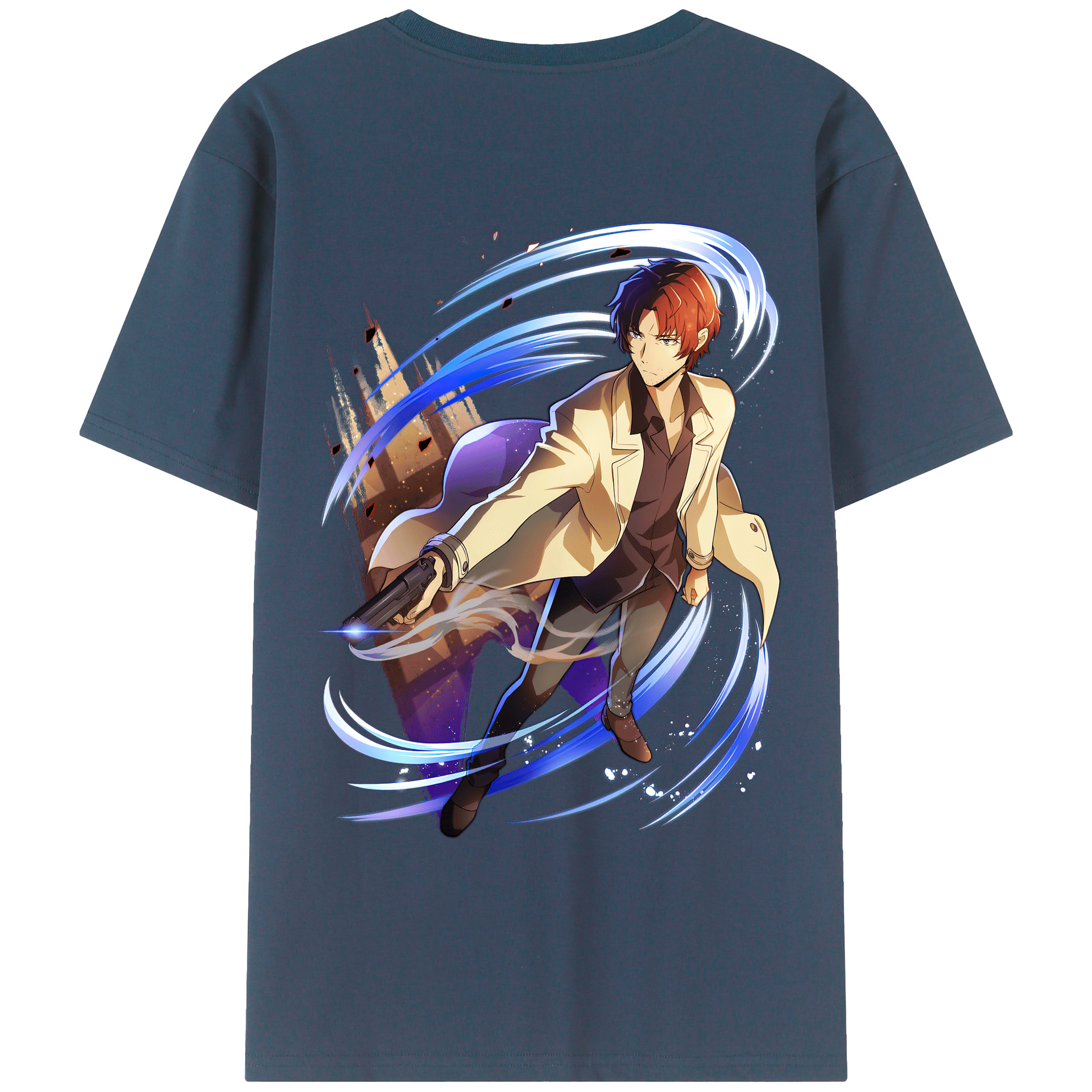 （画像用） 文豪ストレイドッグス Bungo Stray Dogs 綿100％ メンズ半袖Tシャツ（バックプリント） 通気性