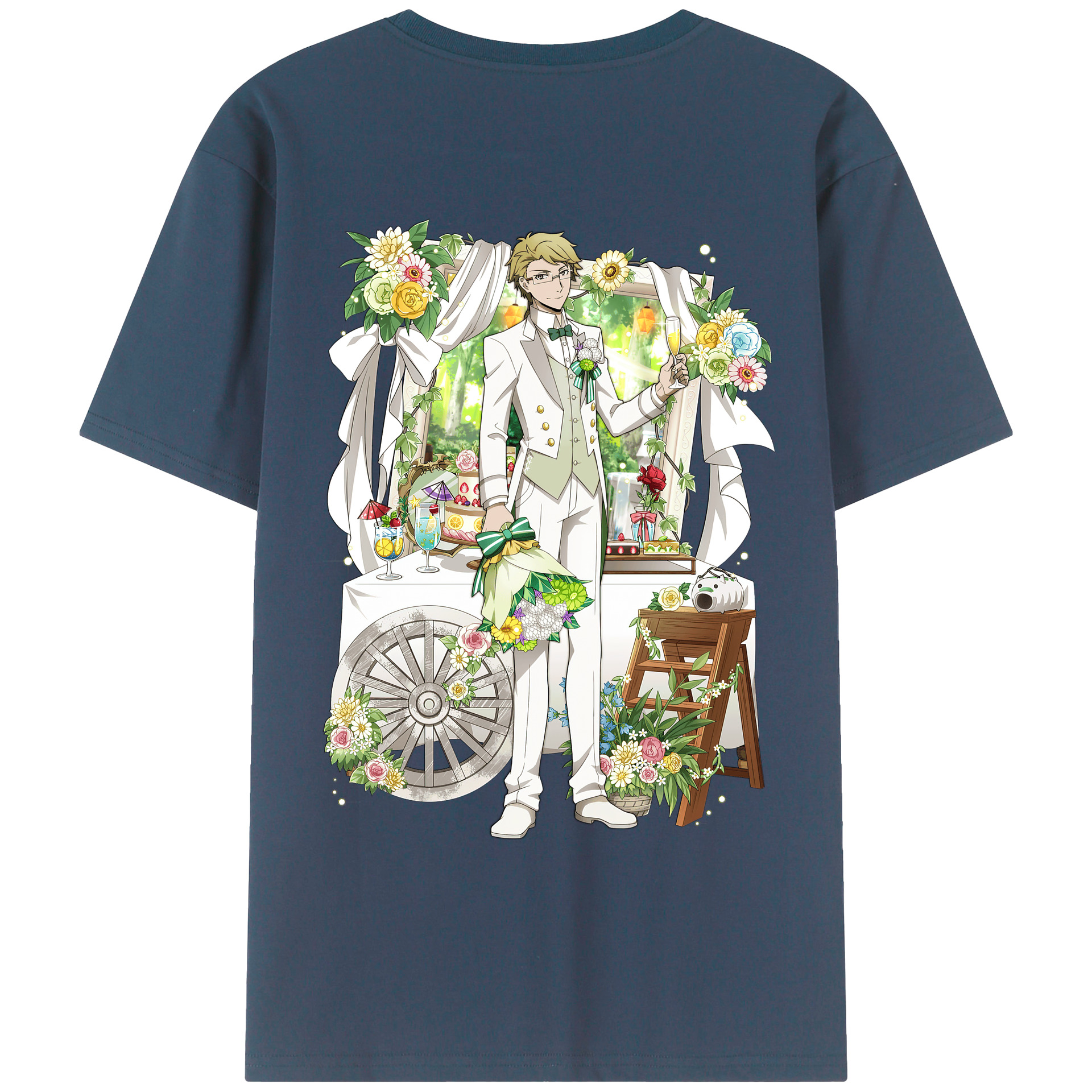 （画像用） 文豪ストレイドッグス Bungo Stray Dogs 綿100％ メンズ半袖Tシャツ（バックプリント） 通気性