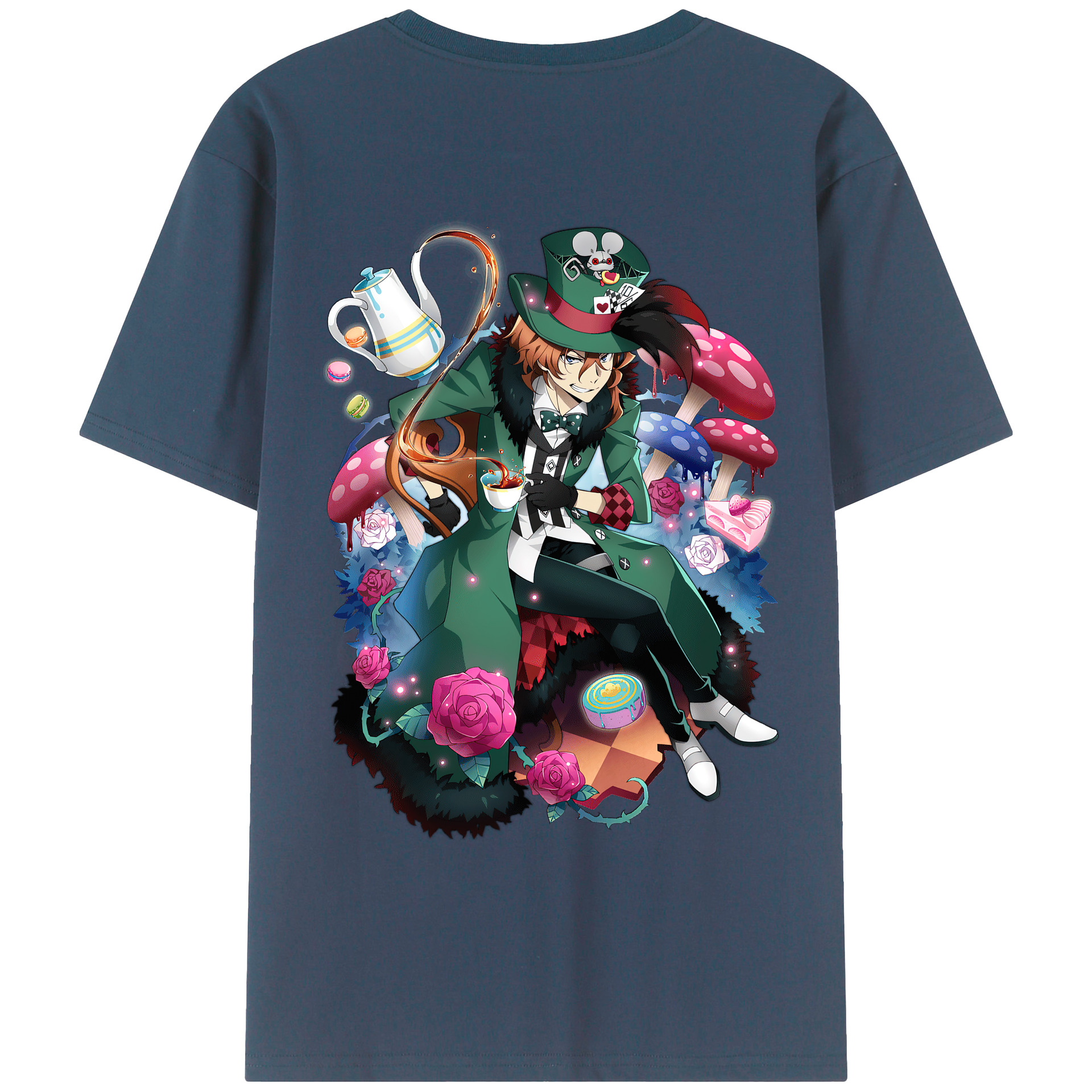 （画像用） 文豪ストレイドッグス Bungo Stray Dogs 綿100％ メンズ半袖Tシャツ（バックプリント） 通気性