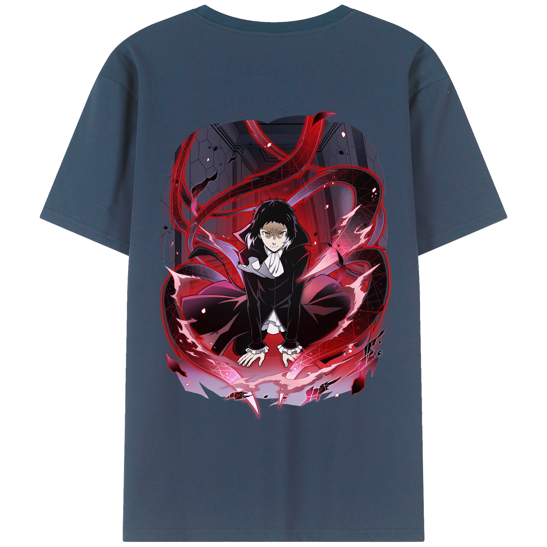 （画像用） 文豪ストレイドッグス Bungo Stray Dogs 綿100％ メンズ半袖Tシャツ（バックプリント） 通気性