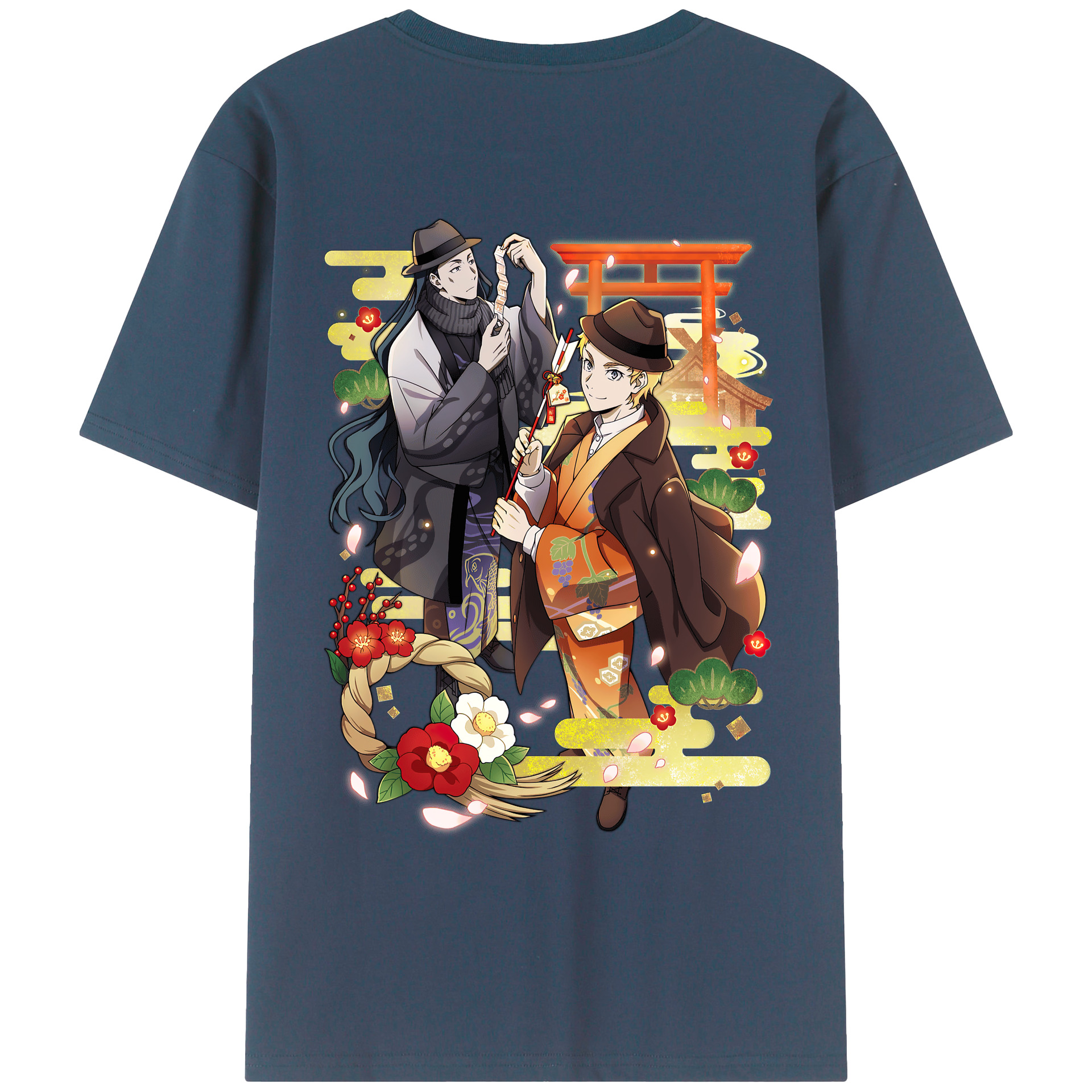 （画像用） 文豪ストレイドッグス Bungo Stray Dogs 綿100％ メンズ半袖Tシャツ（バックプリント） 通気性