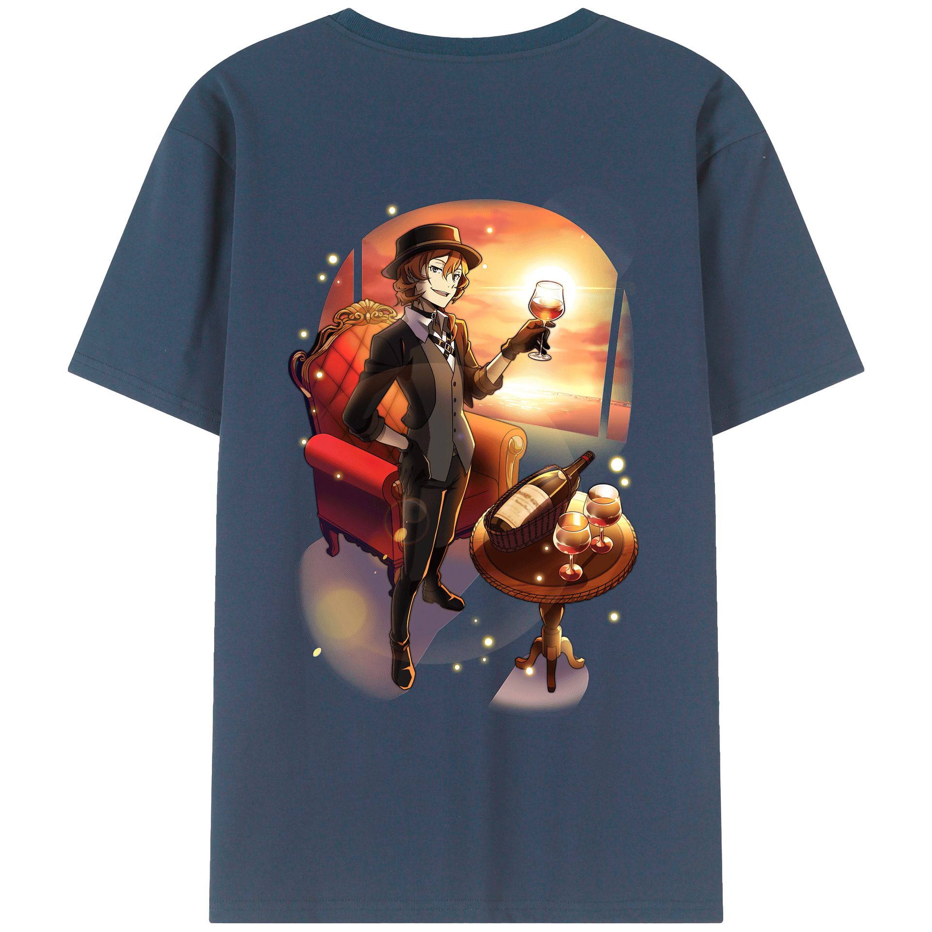 （画像用） 文豪ストレイドッグス Bungo Stray Dogs 綿100％ メンズ半袖Tシャツ（バックプリント） 通気性