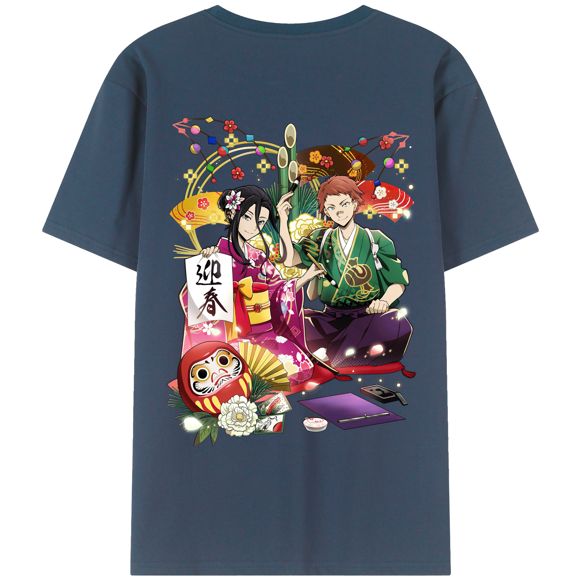 （画像用） 文豪ストレイドッグス Bungo Stray Dogs 綿100％ メンズ半袖Tシャツ（バックプリント） 通気性