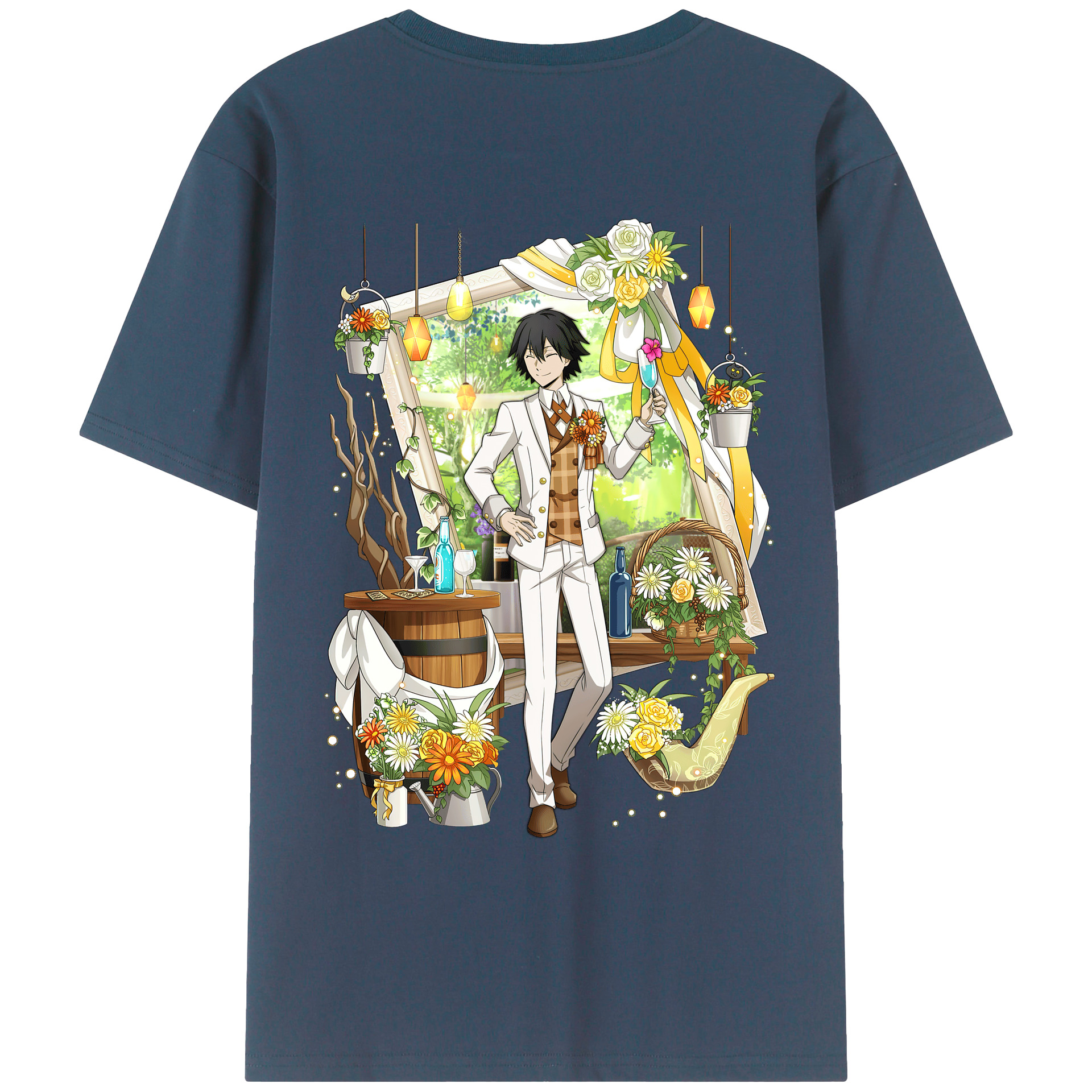 （画像用） 文豪ストレイドッグス Bungo Stray Dogs 綿100％ メンズ半袖Tシャツ（バックプリント） 通気性