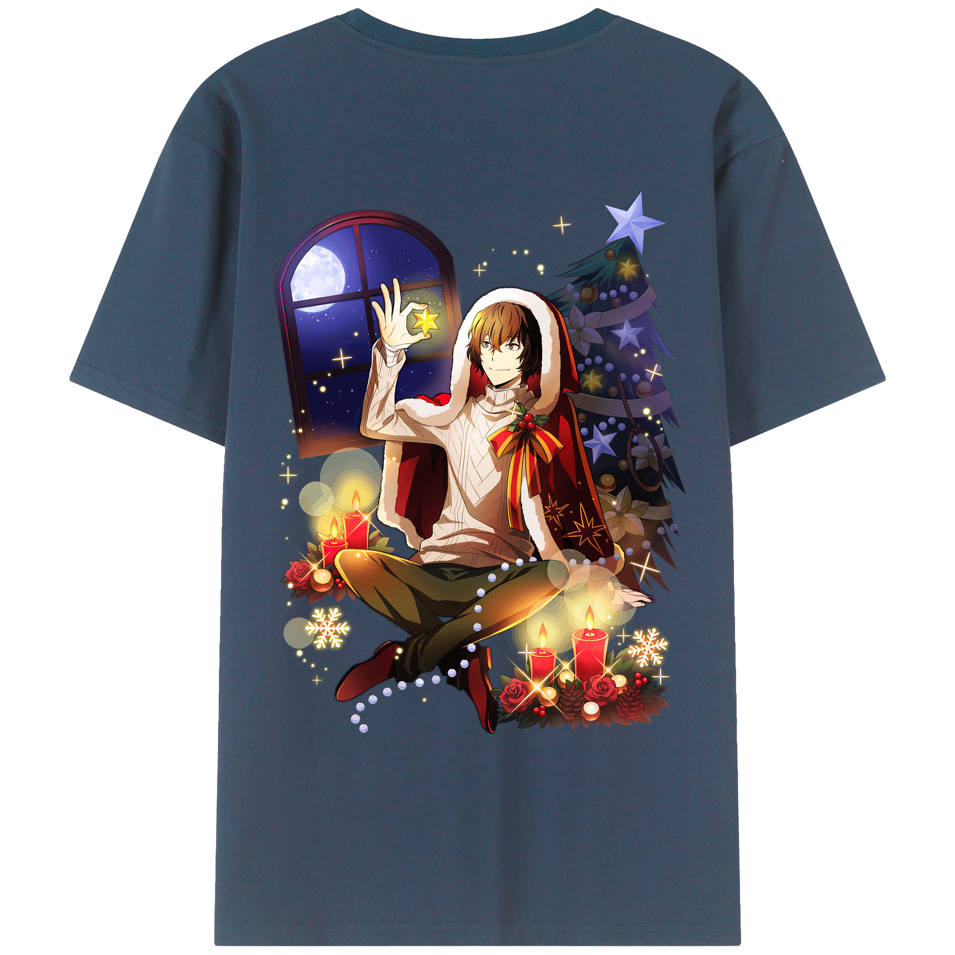 （画像用） 文豪ストレイドッグス Bungo Stray Dogs 綿100％ メンズ半袖Tシャツ（バックプリント） 通気性