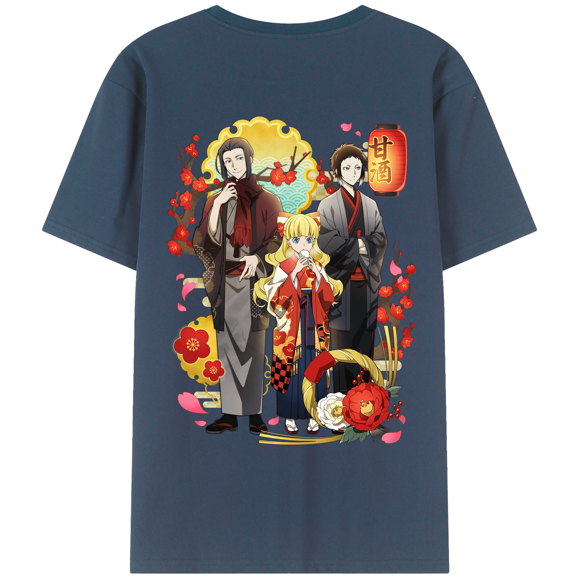 （画像用） 文豪ストレイドッグス Bungo Stray Dogs 綿100％ メンズ半袖Tシャツ（バックプリント） 通気性