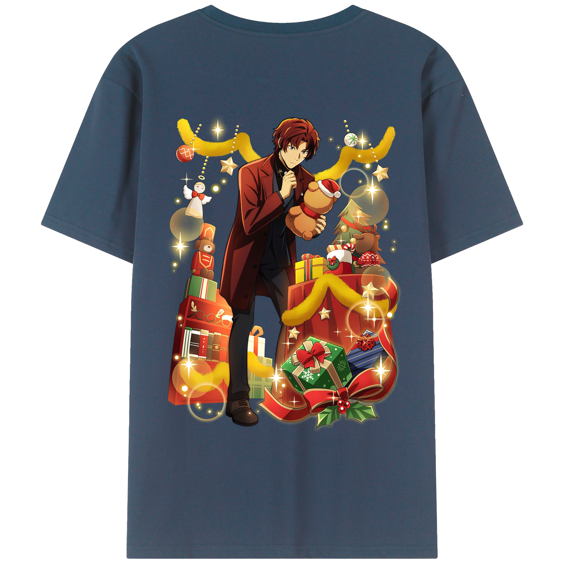 （画像用） 文豪ストレイドッグス Bungo Stray Dogs 綿100％ メンズ半袖Tシャツ（バックプリント） 通気性