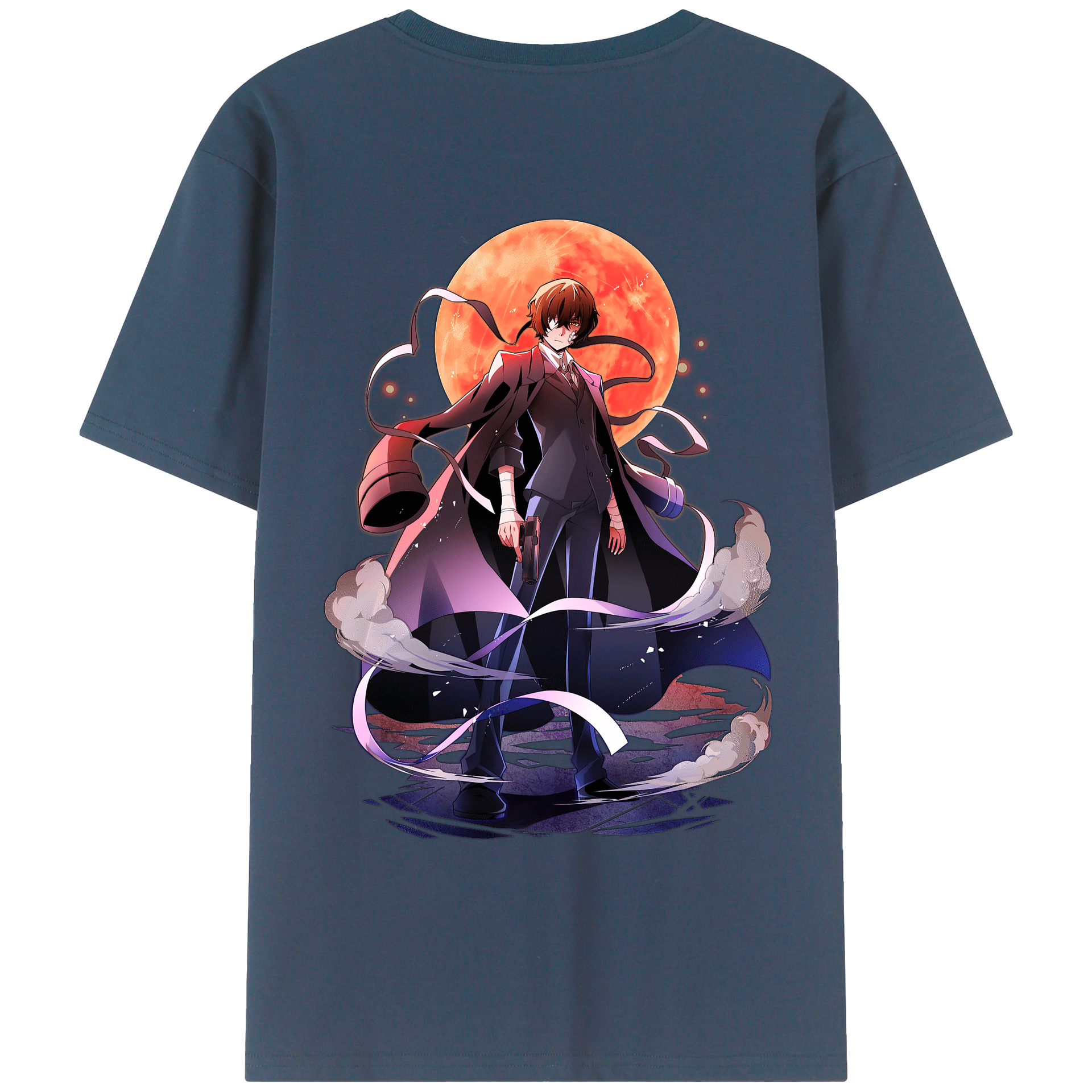 （画像用） 文豪ストレイドッグス Bungo Stray Dogs 綿100％ メンズ半袖Tシャツ（バックプリント） 通気性