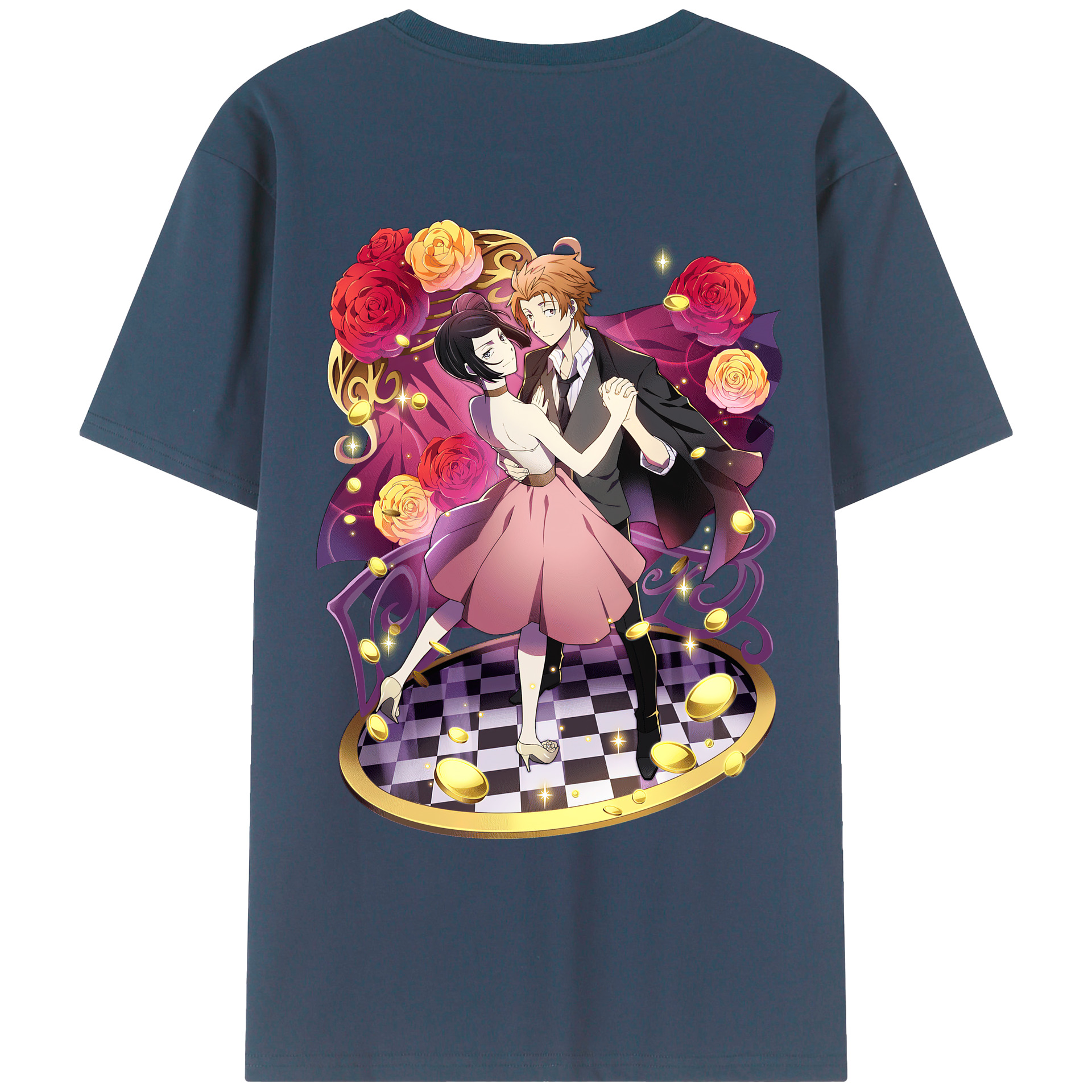 （画像用） 文豪ストレイドッグス Bungo Stray Dogs 綿100％ メンズ半袖Tシャツ（バックプリント） 通気性
