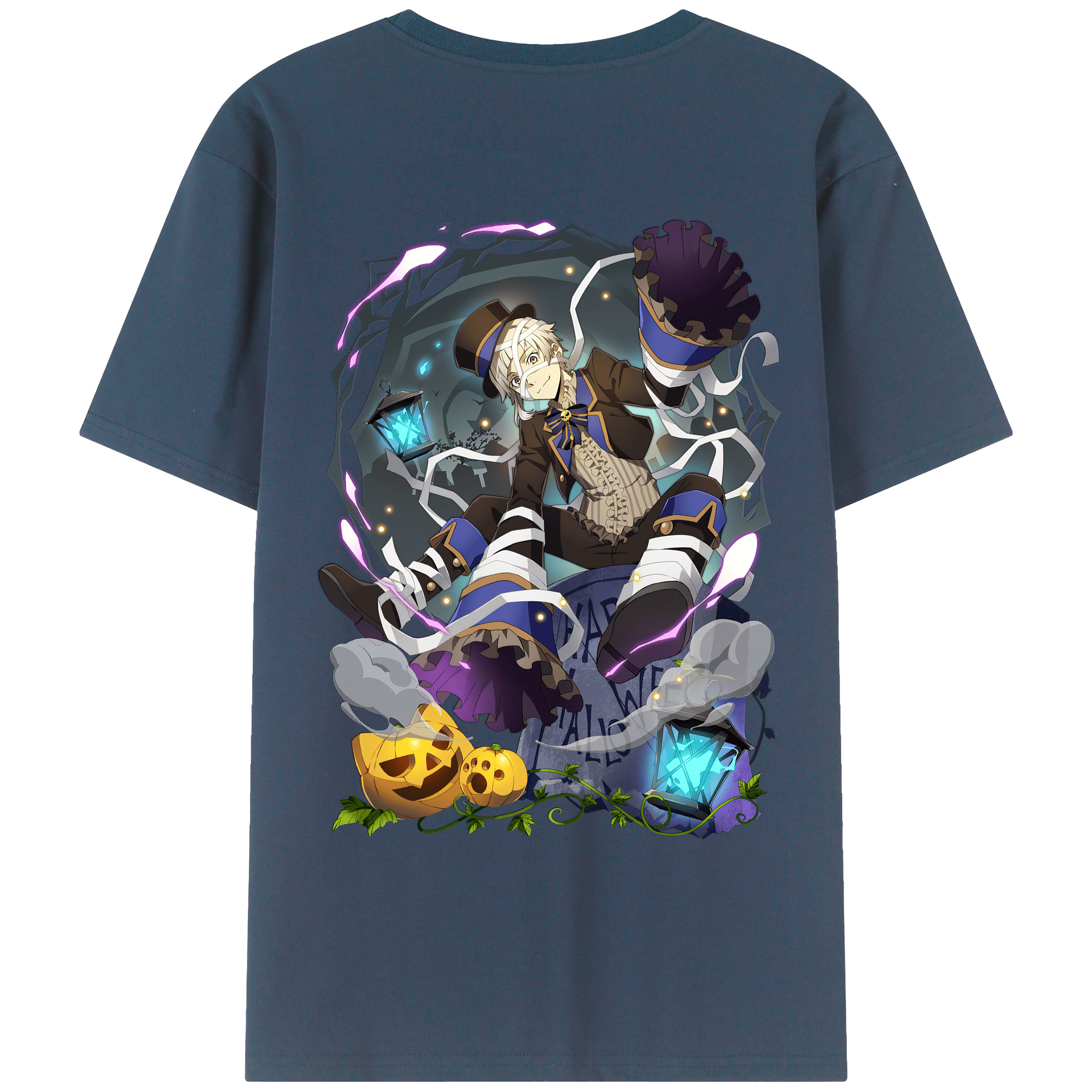 （画像用） 文豪ストレイドッグス Bungo Stray Dogs 綿100％ メンズ半袖Tシャツ（バックプリント） 通気性