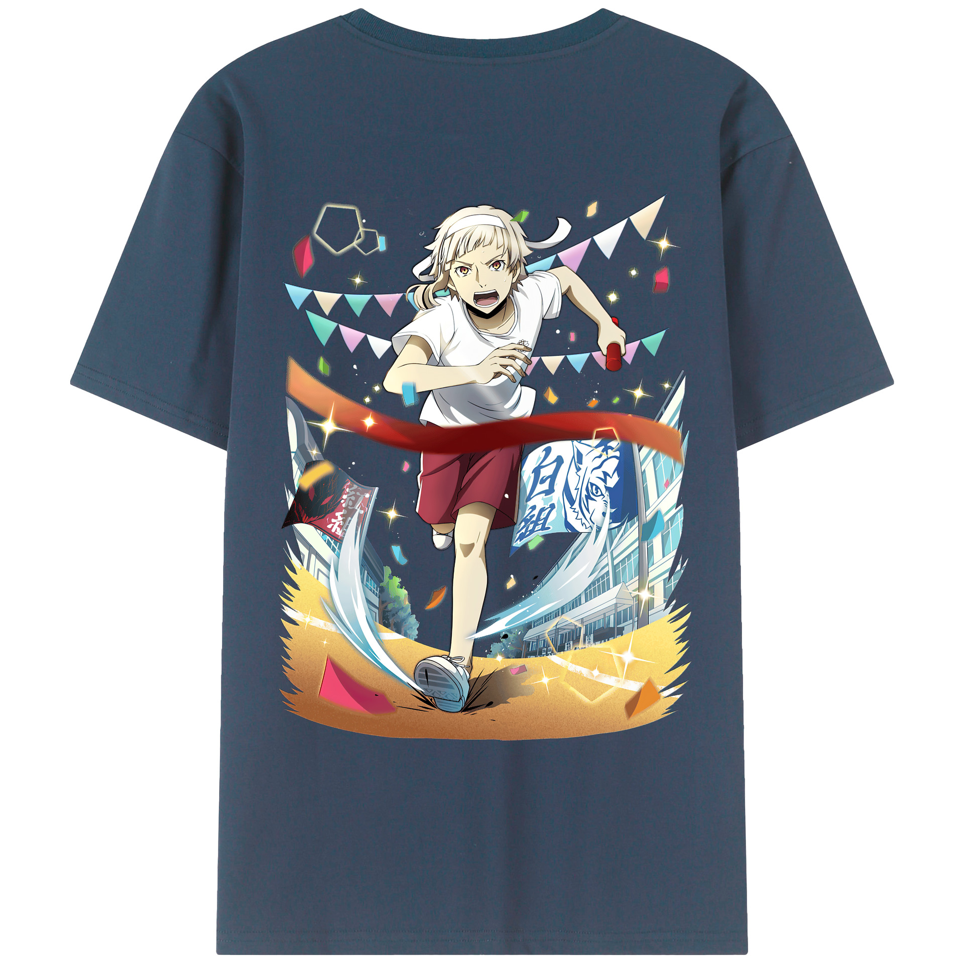（画像用） 文豪ストレイドッグス Bungo Stray Dogs 綿100％ メンズ半袖Tシャツ（バックプリント） 通気性