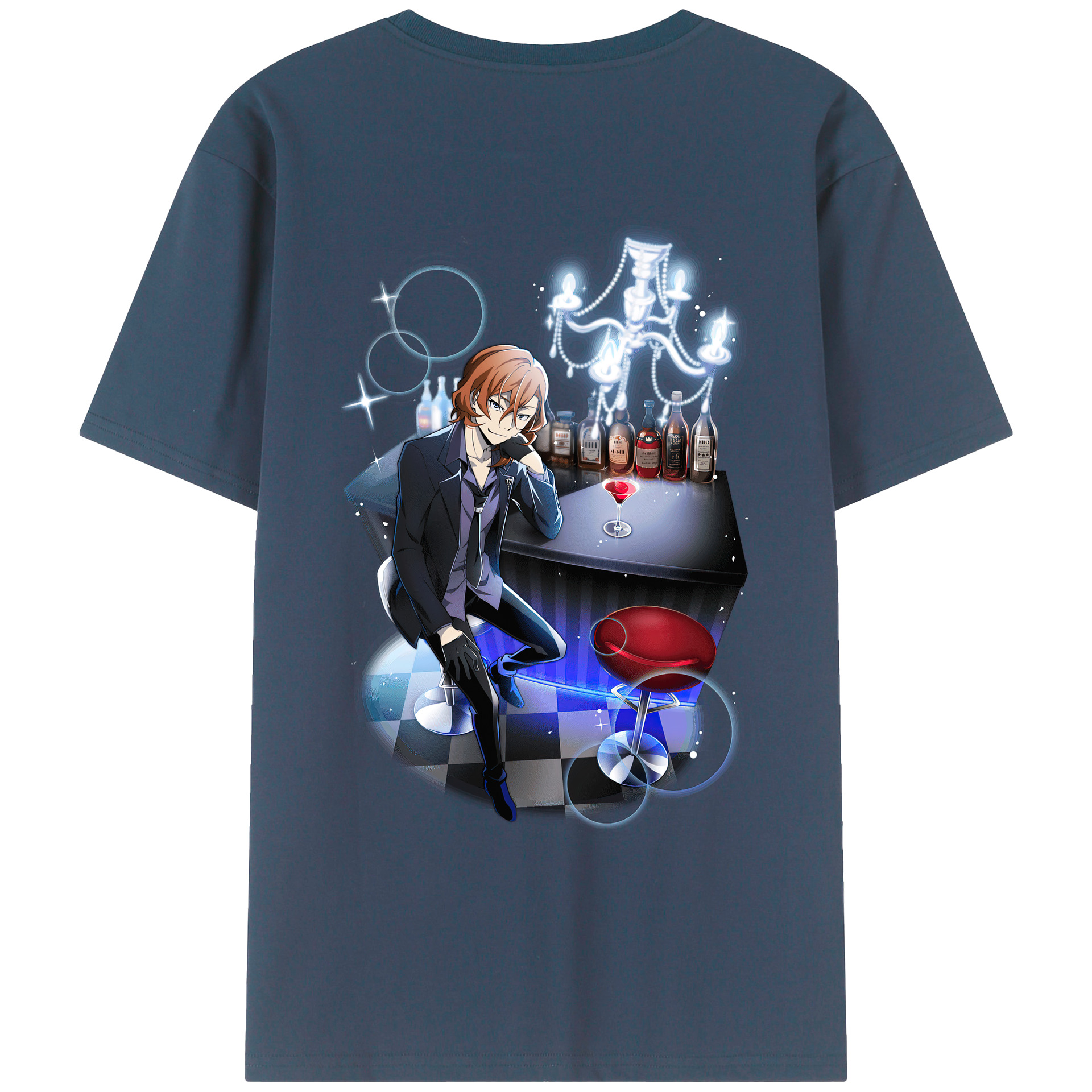 （画像用） 文豪ストレイドッグス Bungo Stray Dogs 綿100％ メンズ半袖Tシャツ（バックプリント） 通気性
