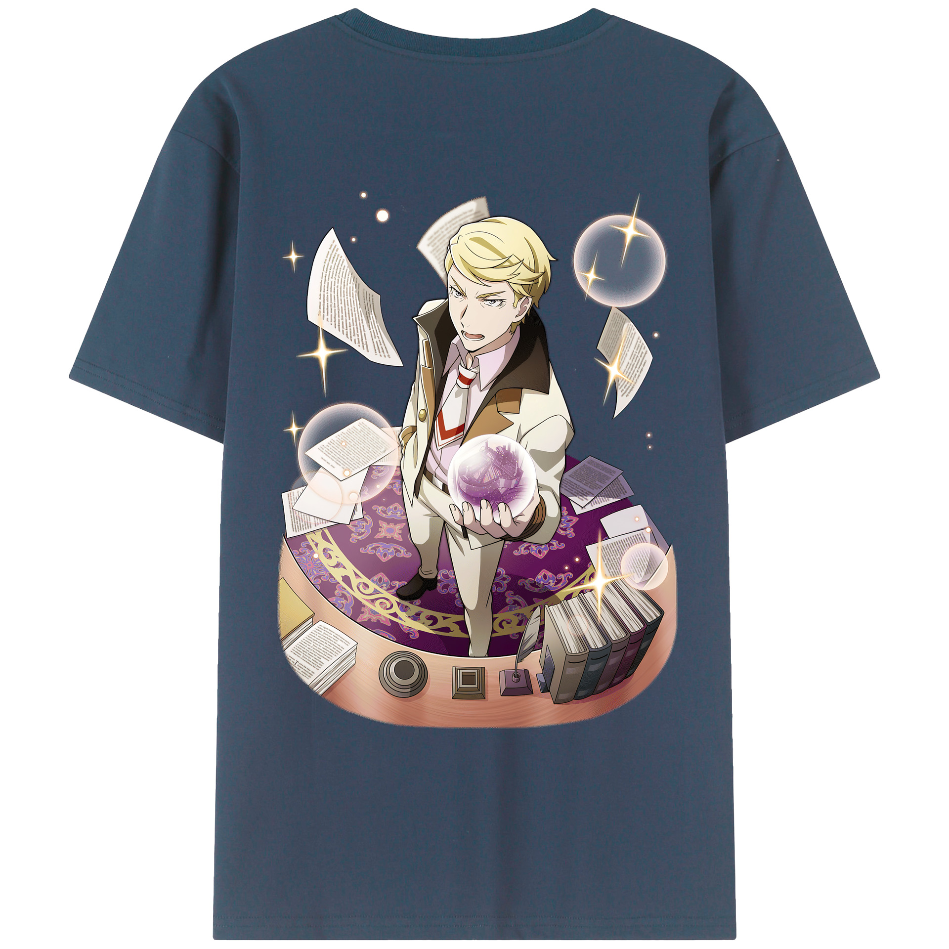 （画像用） 文豪ストレイドッグス Bungo Stray Dogs 綿100％ メンズ半袖Tシャツ（バックプリント） 通気性