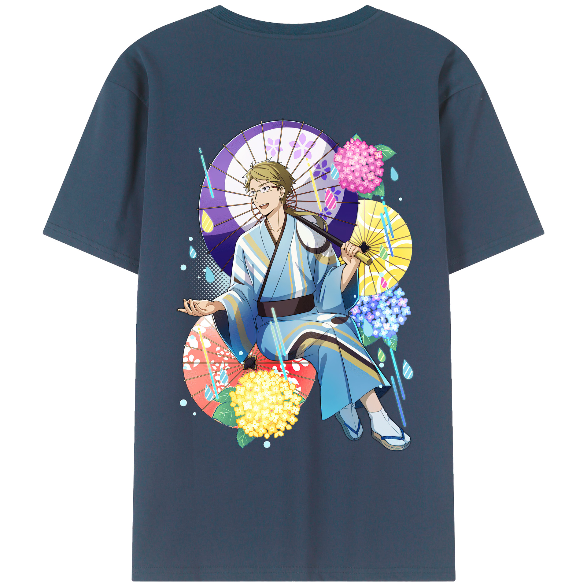 （画像用） 文豪ストレイドッグス Bungo Stray Dogs 綿100％ メンズ半袖Tシャツ（バックプリント） 通気性