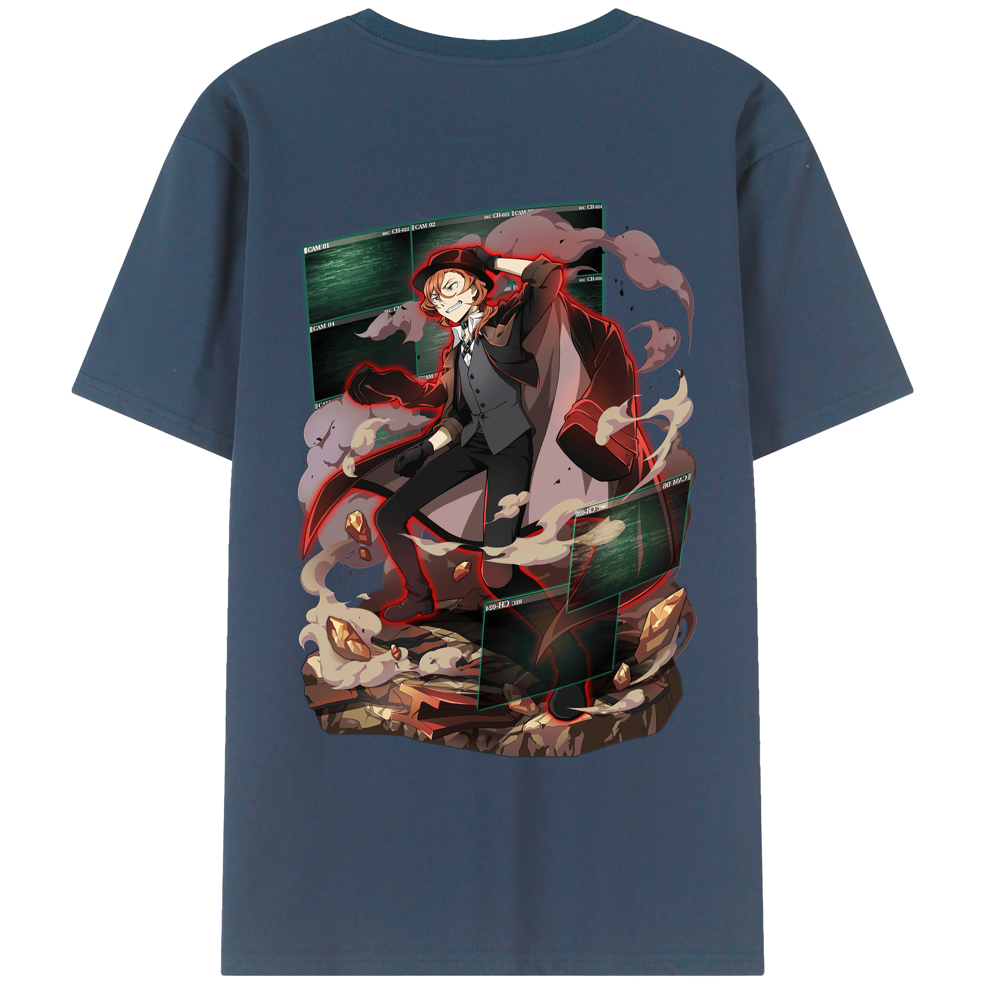（画像用） 文豪ストレイドッグス Bungo Stray Dogs 綿100％ メンズ半袖Tシャツ（バックプリント） 通気性