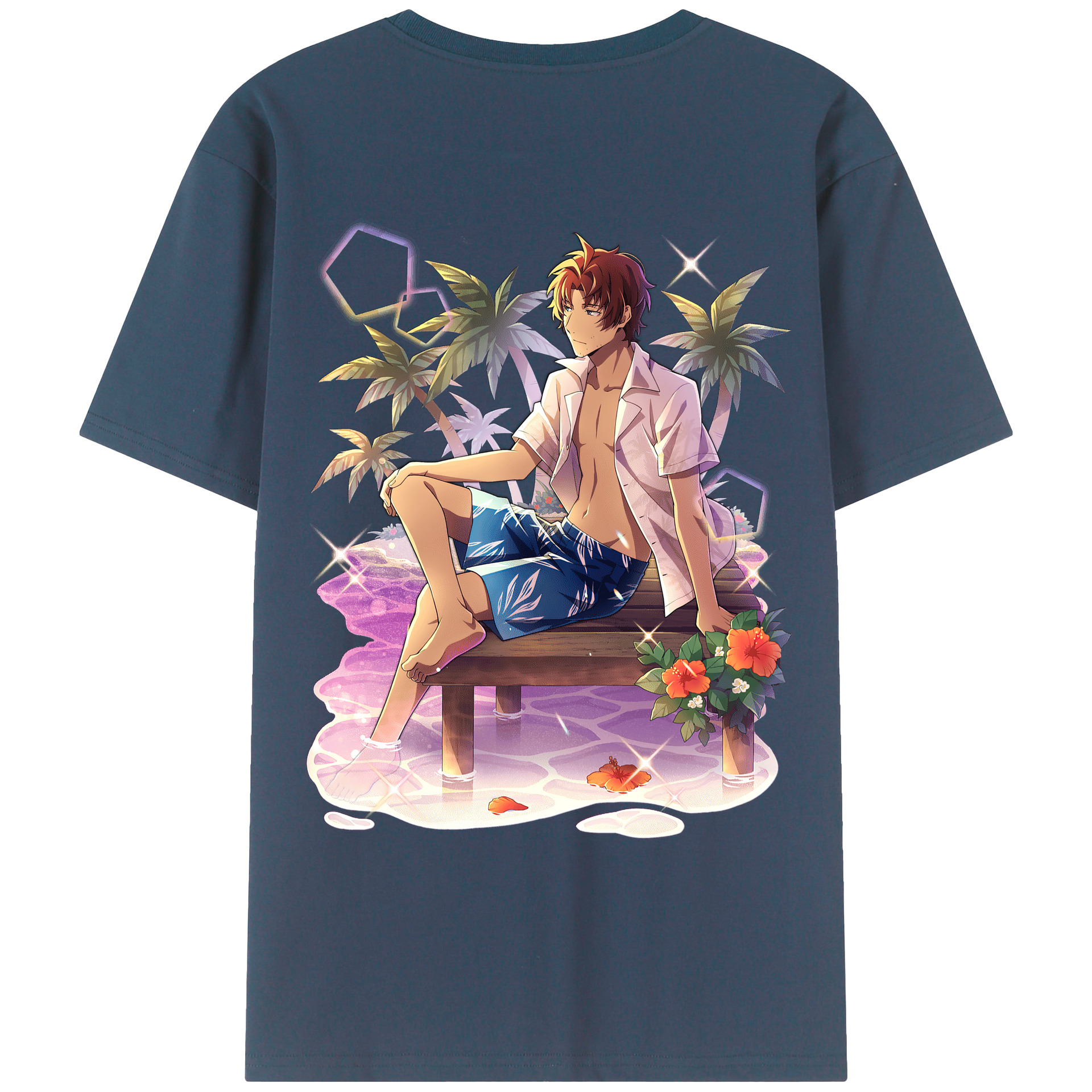 （画像用） 文豪ストレイドッグス Bungo Stray Dogs 綿100％ メンズ半袖Tシャツ（バックプリント） 通気性