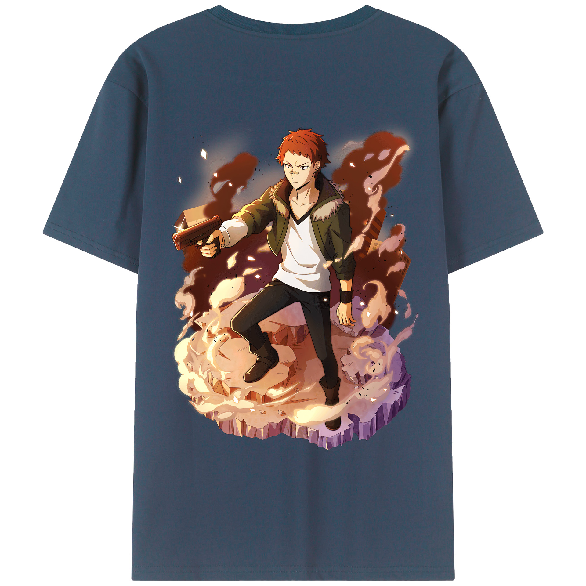 （画像用） 文豪ストレイドッグス Bungo Stray Dogs 綿100％ メンズ半袖Tシャツ（バックプリント） 通気性