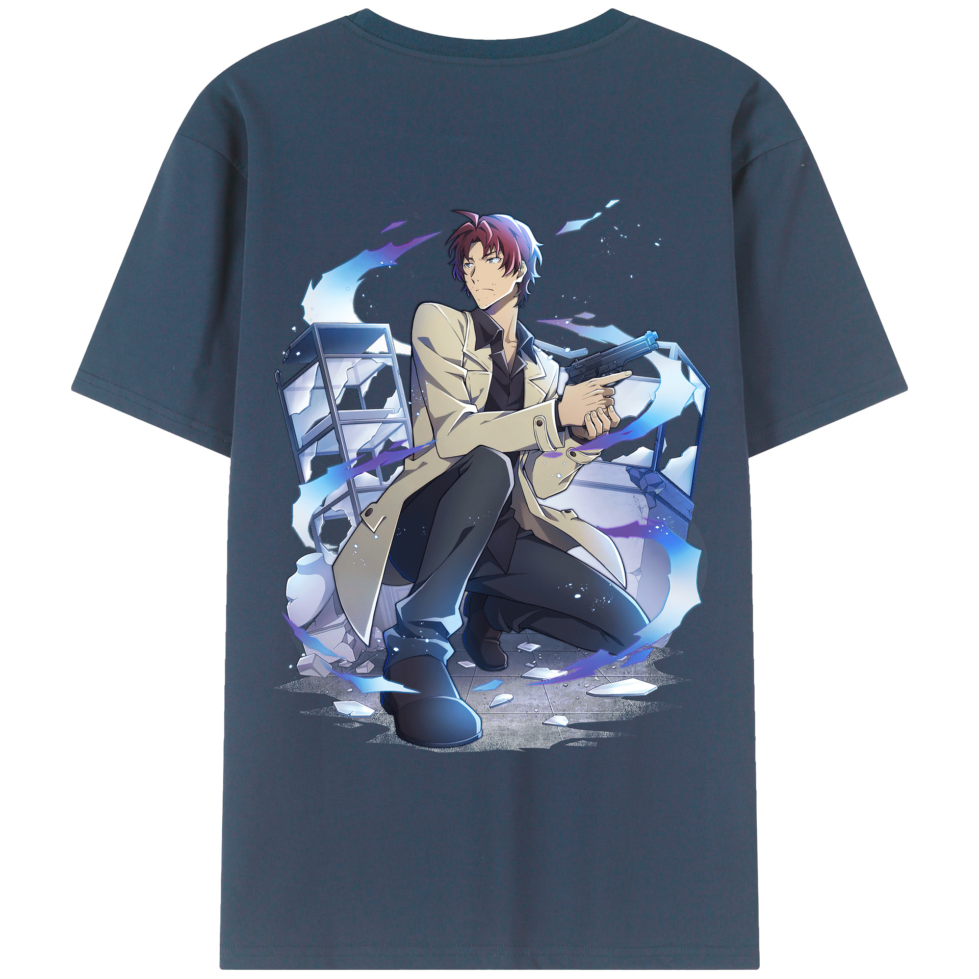 （画像用） 文豪ストレイドッグス Bungo Stray Dogs 綿100％ メンズ半袖Tシャツ（バックプリント） 通気性