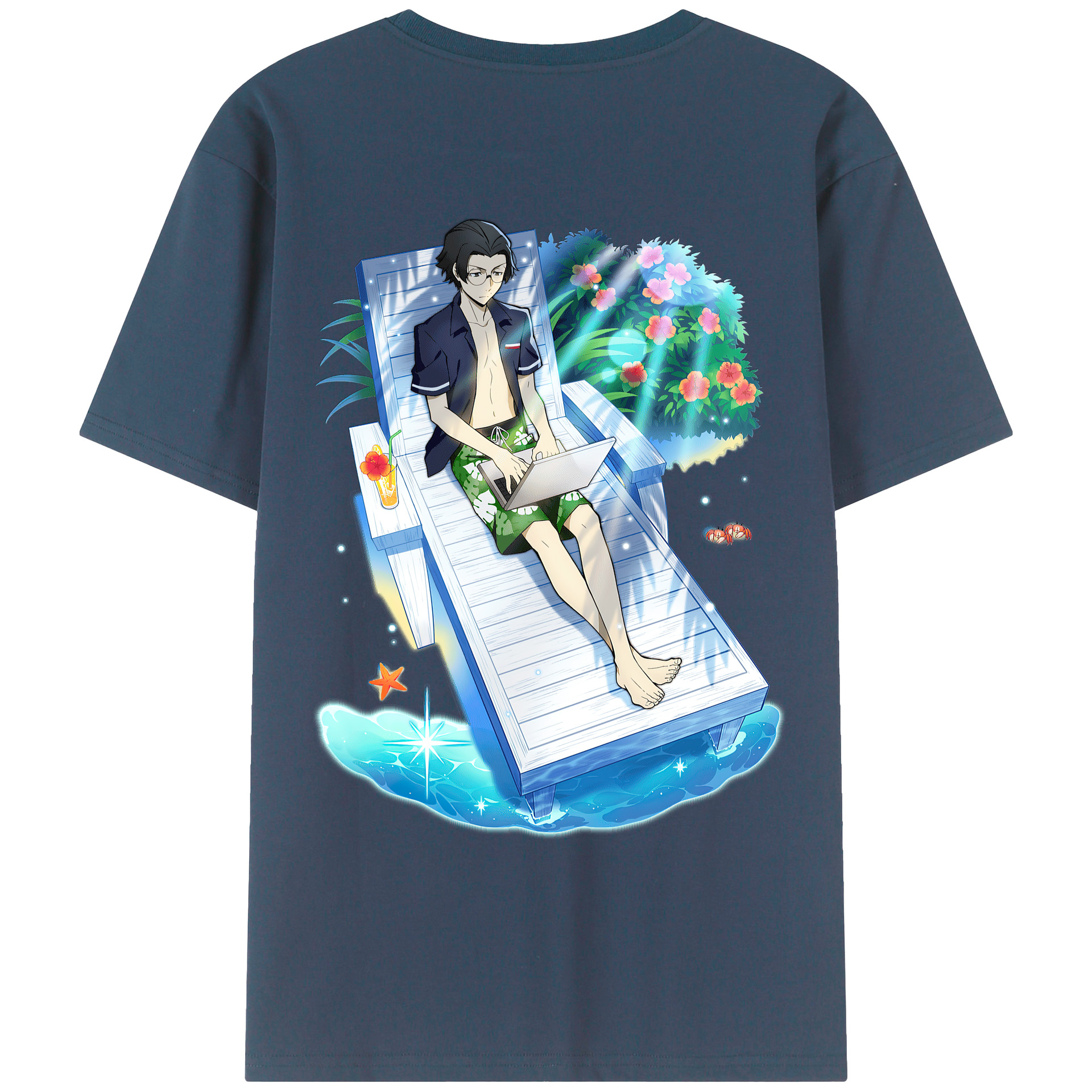 （画像用） 文豪ストレイドッグス Bungo Stray Dogs 綿100％ メンズ半袖Tシャツ（バックプリント） 通気性