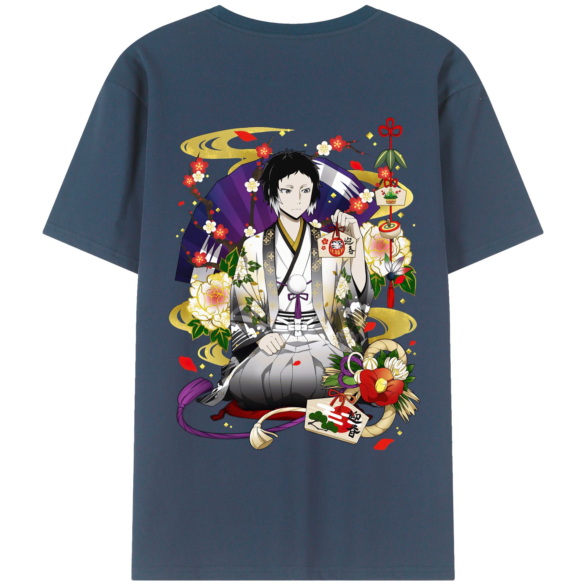 （画像用） 文豪ストレイドッグス Bungo Stray Dogs 綿100％ メンズ半袖Tシャツ（バックプリント） 通気性