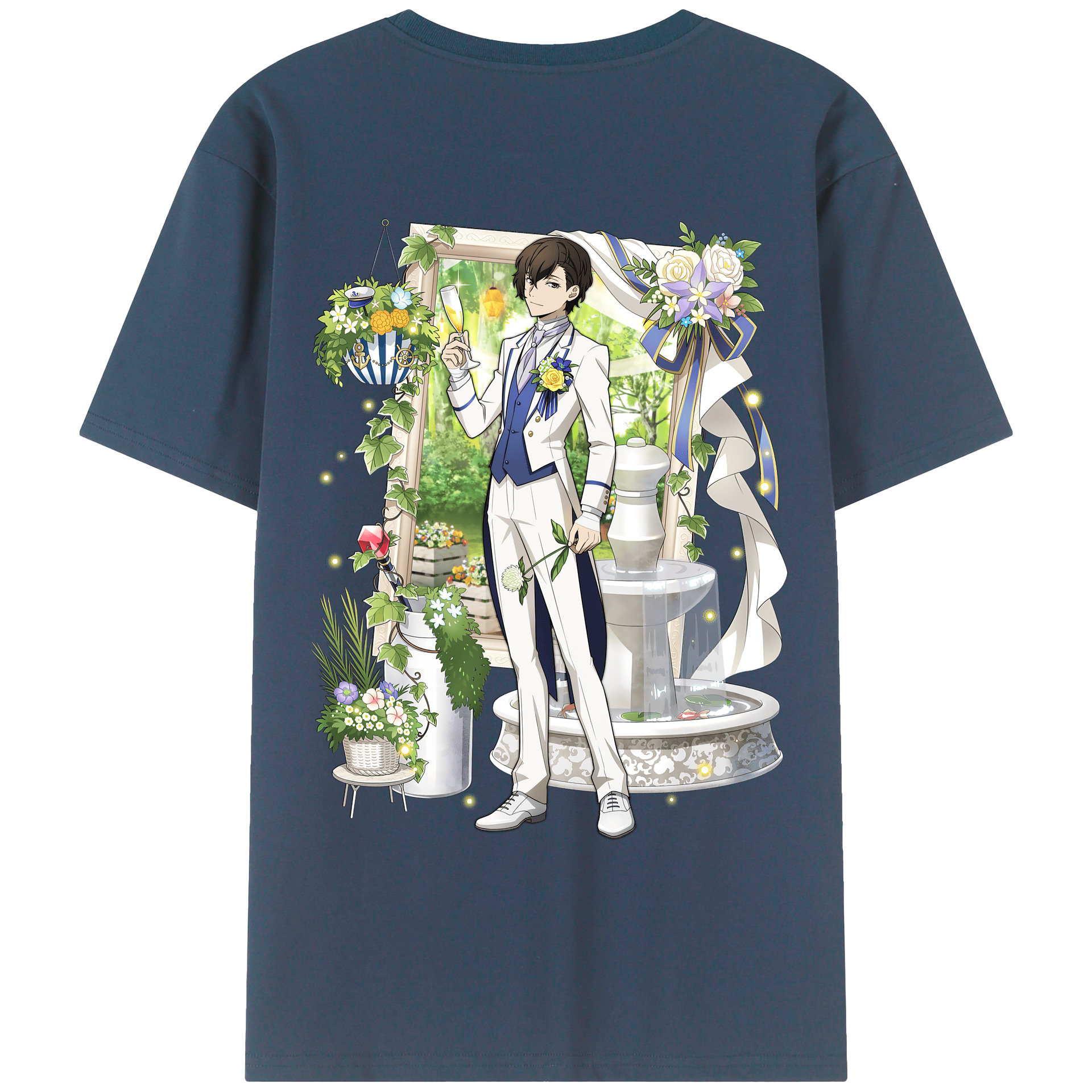 （画像用） 文豪ストレイドッグス Bungo Stray Dogs 綿100％ メンズ半袖Tシャツ（バックプリント） 通気性