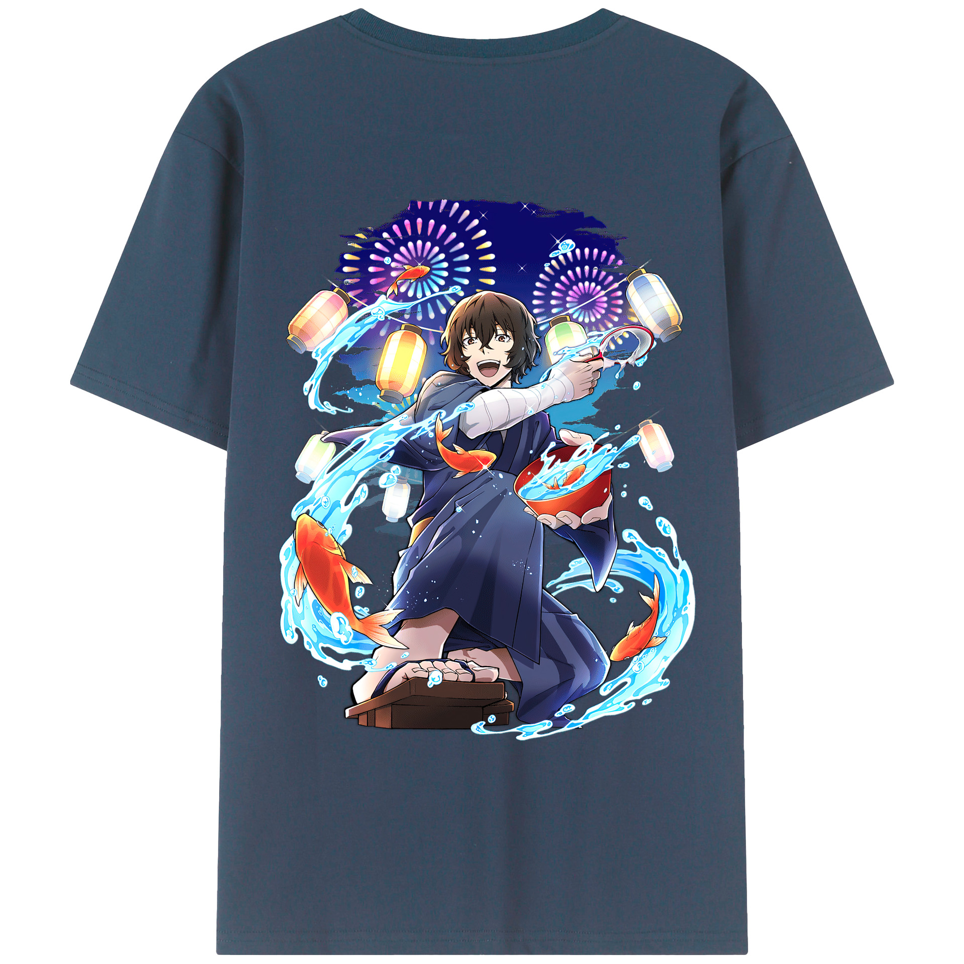 （画像用） 文豪ストレイドッグス Bungo Stray Dogs 綿100％ メンズ半袖Tシャツ（バックプリント） 通気性